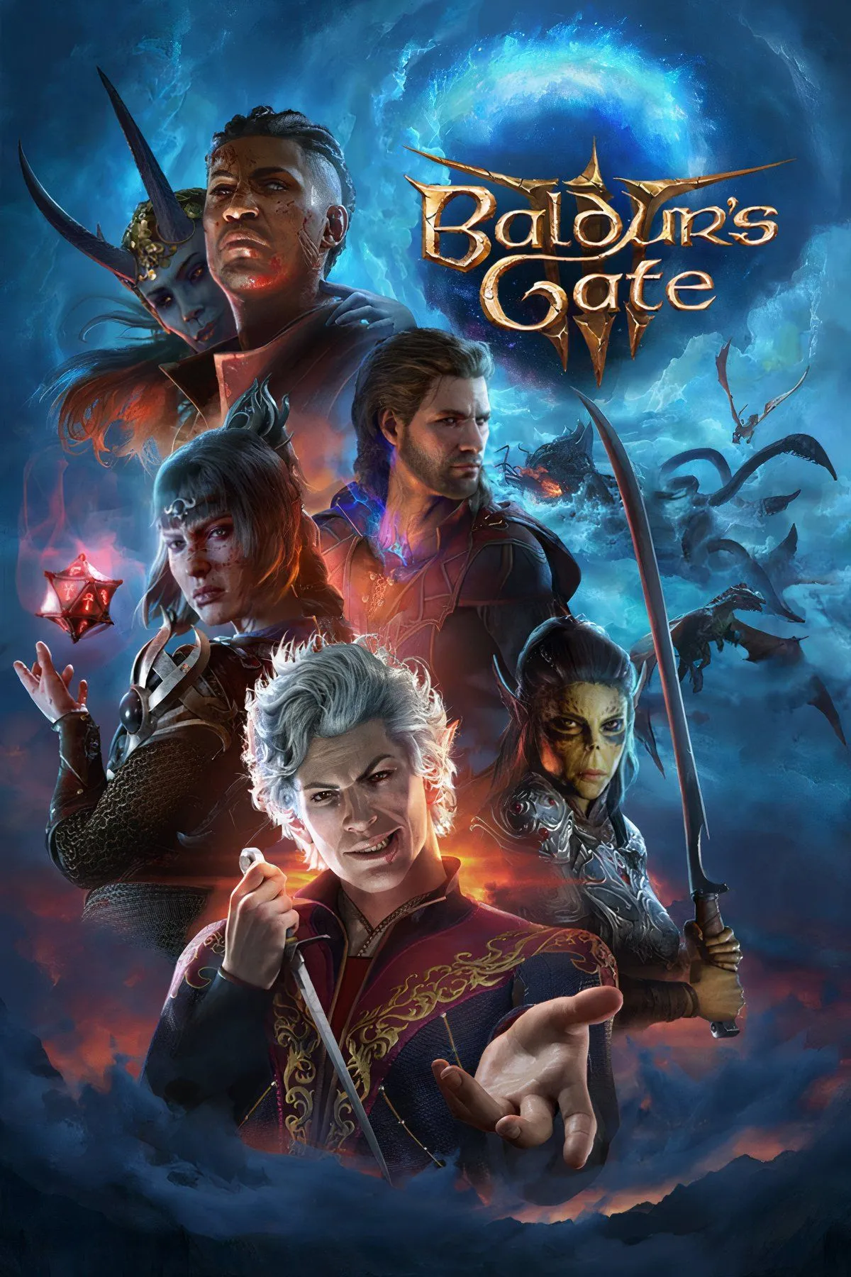 Ảnh ghép các nhân vật và cảnh trong Baldur's Gate 3, trò chơi nhập vai nổi tiếng