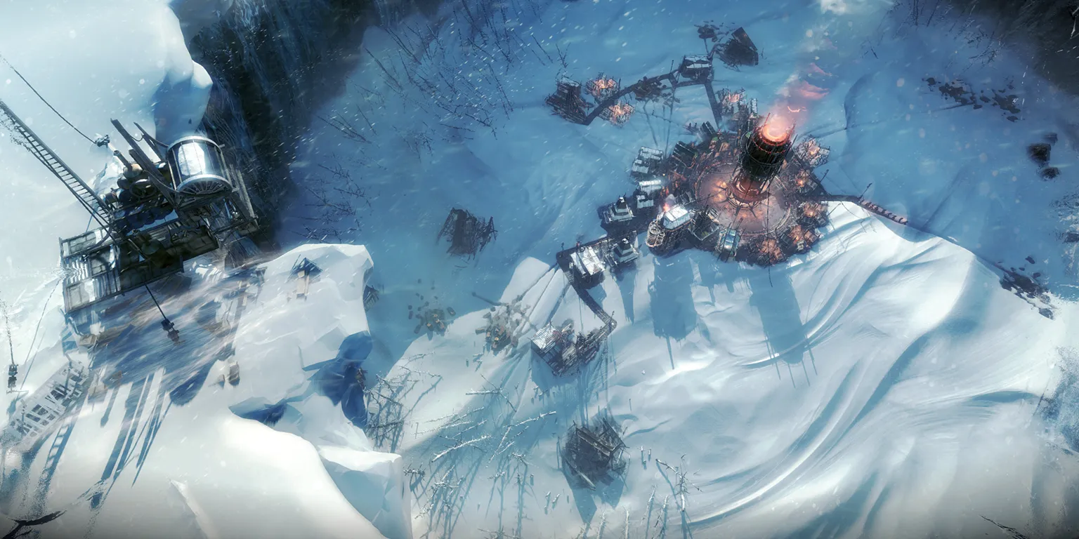 Ảnh minh họa game Frostpunk, mô tả thành phố cuối cùng cố gắng sinh tồn trong giá rét khắc nghiệt.