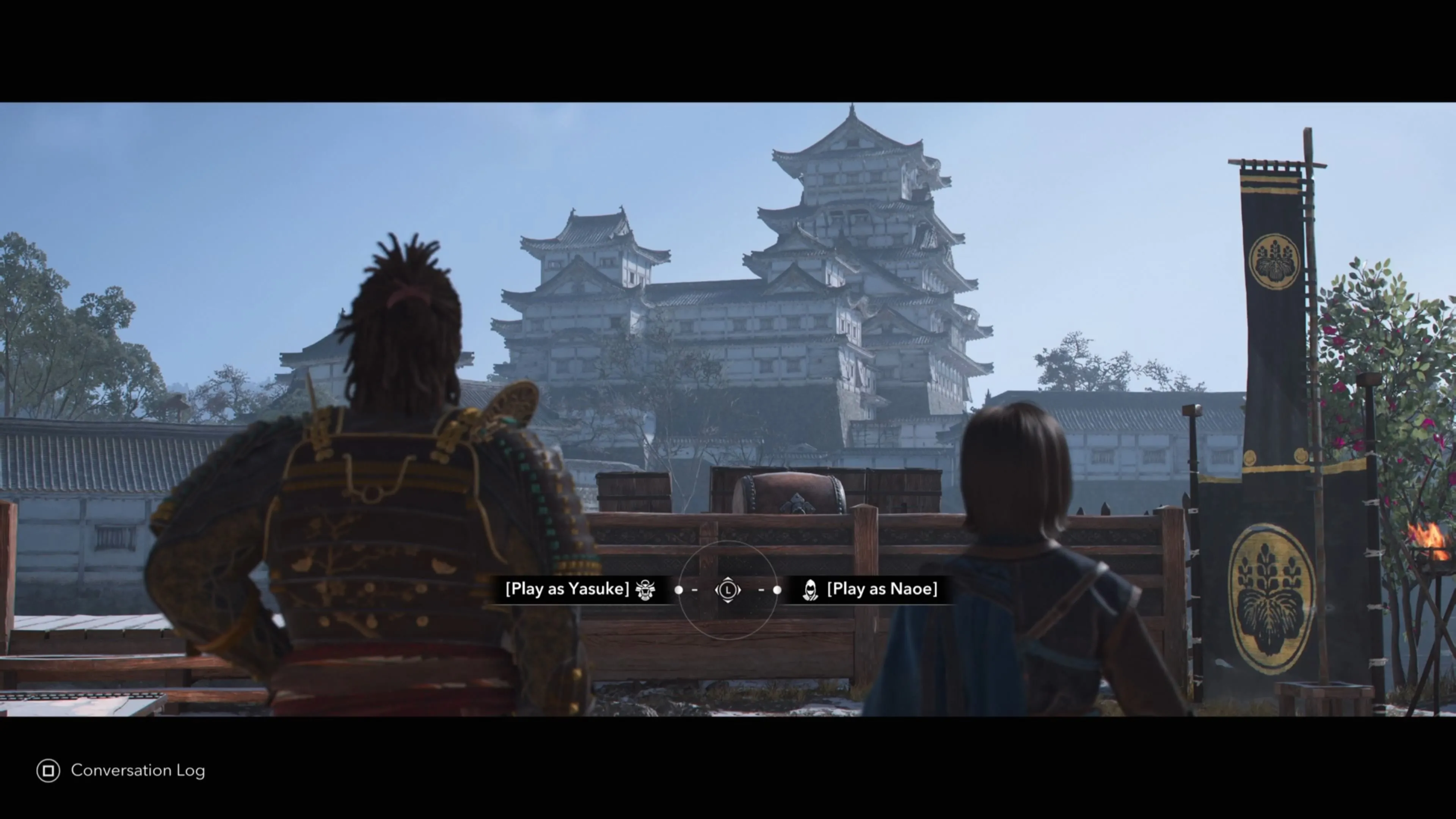 Artwork chính thức của Assassin's Creed Shadows với hai nhân vật Naoe và Yasuke.