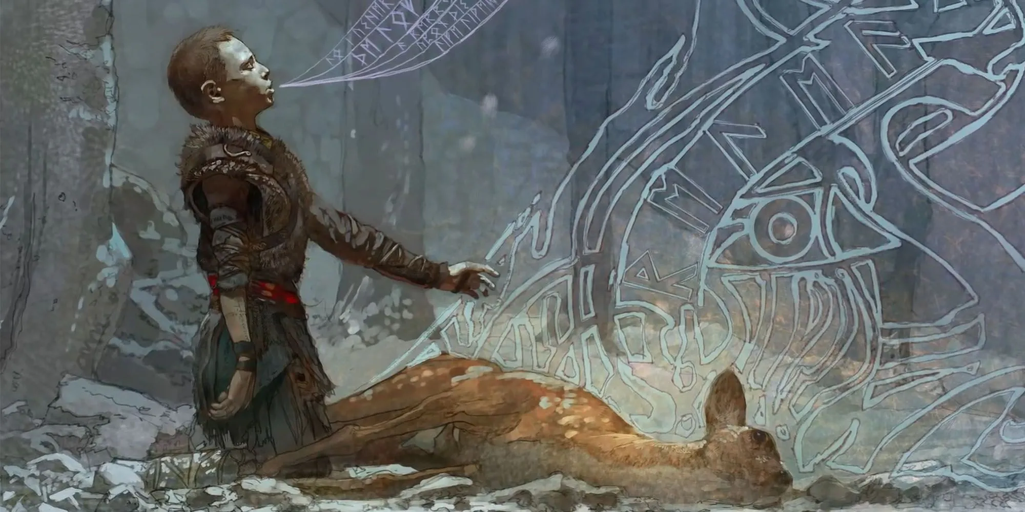 Atreus trong God of War A Call From The Wilds đang căng cung chuẩn bị bắn