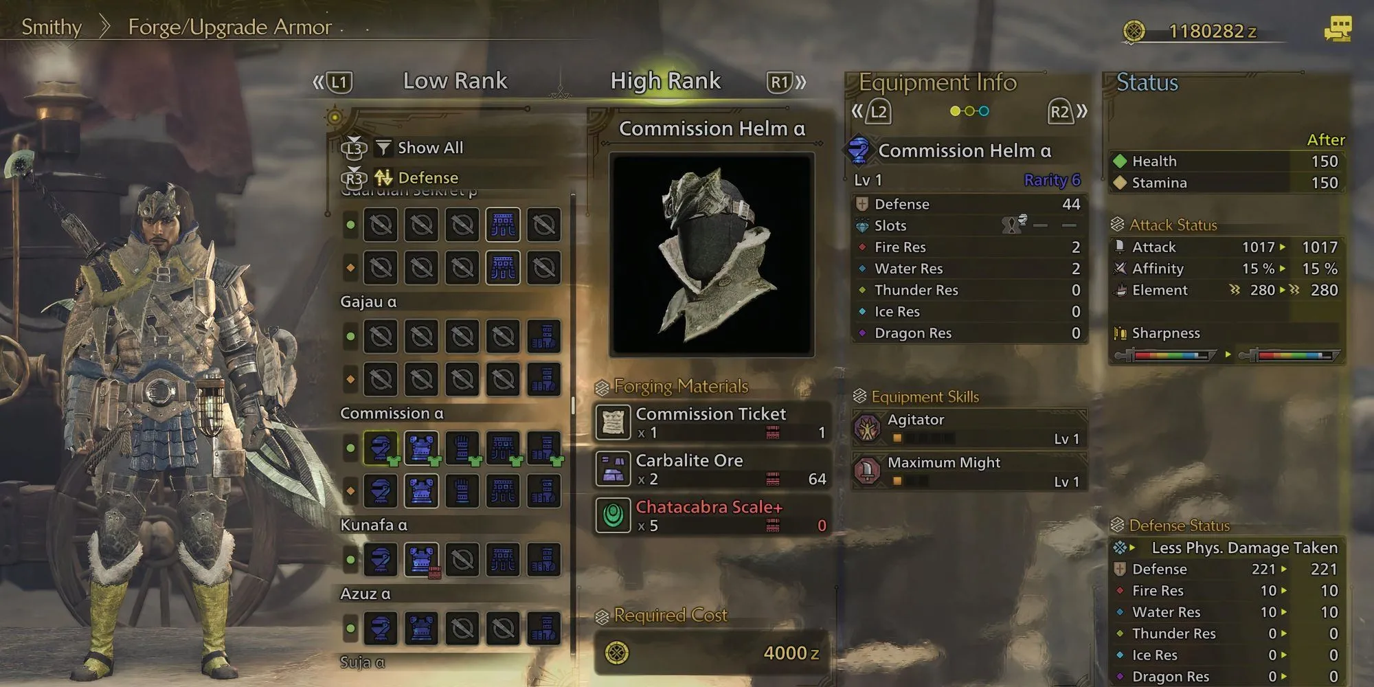 Bộ giáp Commission Armor Set đầy đủ trong Monster Hunter Wilds được chế tạo từ Commission Ticket