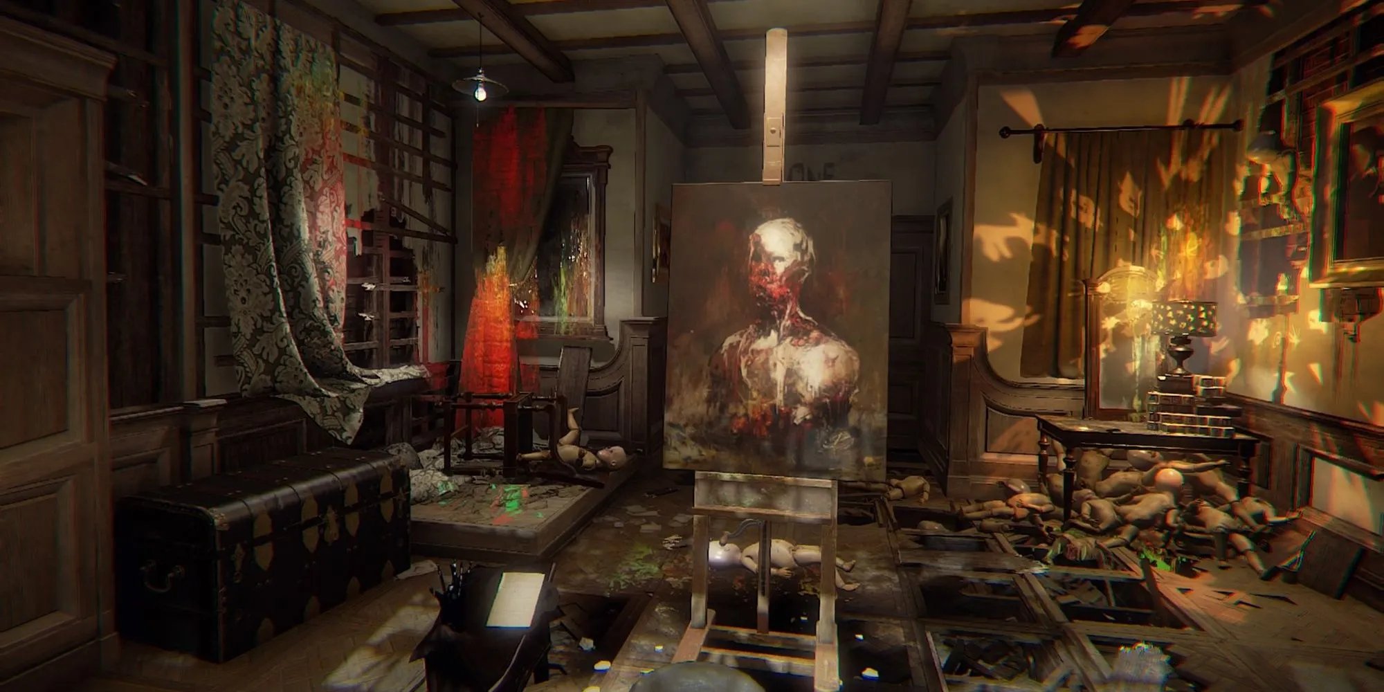 Bức tranh bị nguyền rủa trong game Layers of Fear với màu sắc u ám