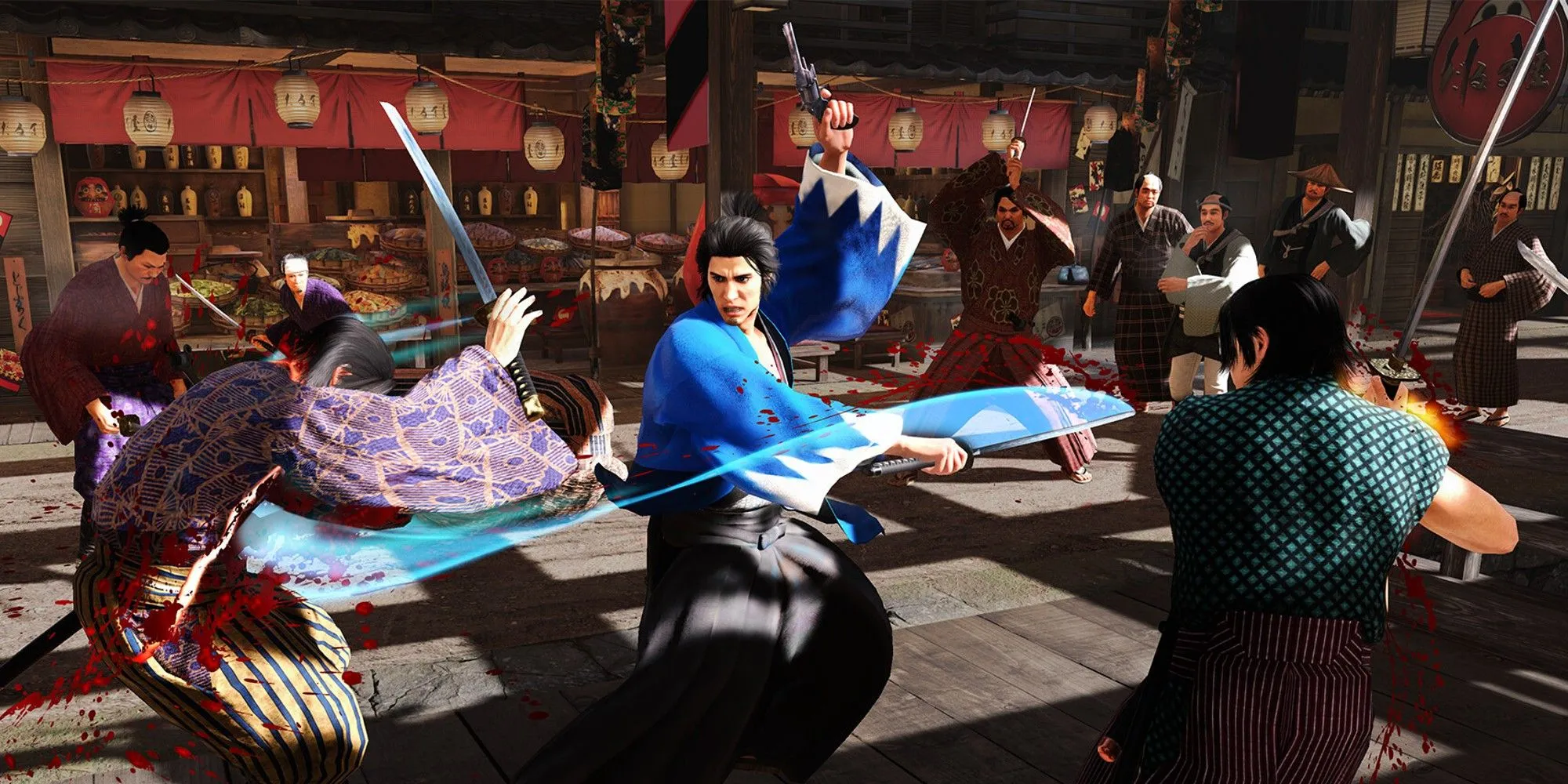 Cảnh chiến đấu kết hợp kiếm và súng trong Like A Dragon: Ishin!