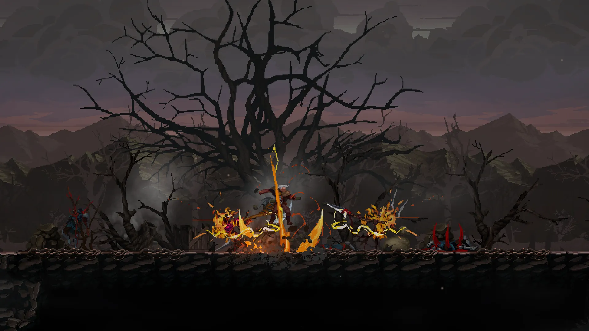 Cảnh chiến đấu trong game Dragon Is Dead với đồ họa pixel đẹp mắt