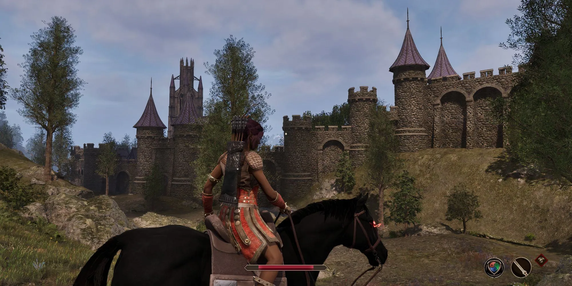 Cảnh cưỡi ngựa khám phá thế giới Oblivion Remastered tại Cheydinhal