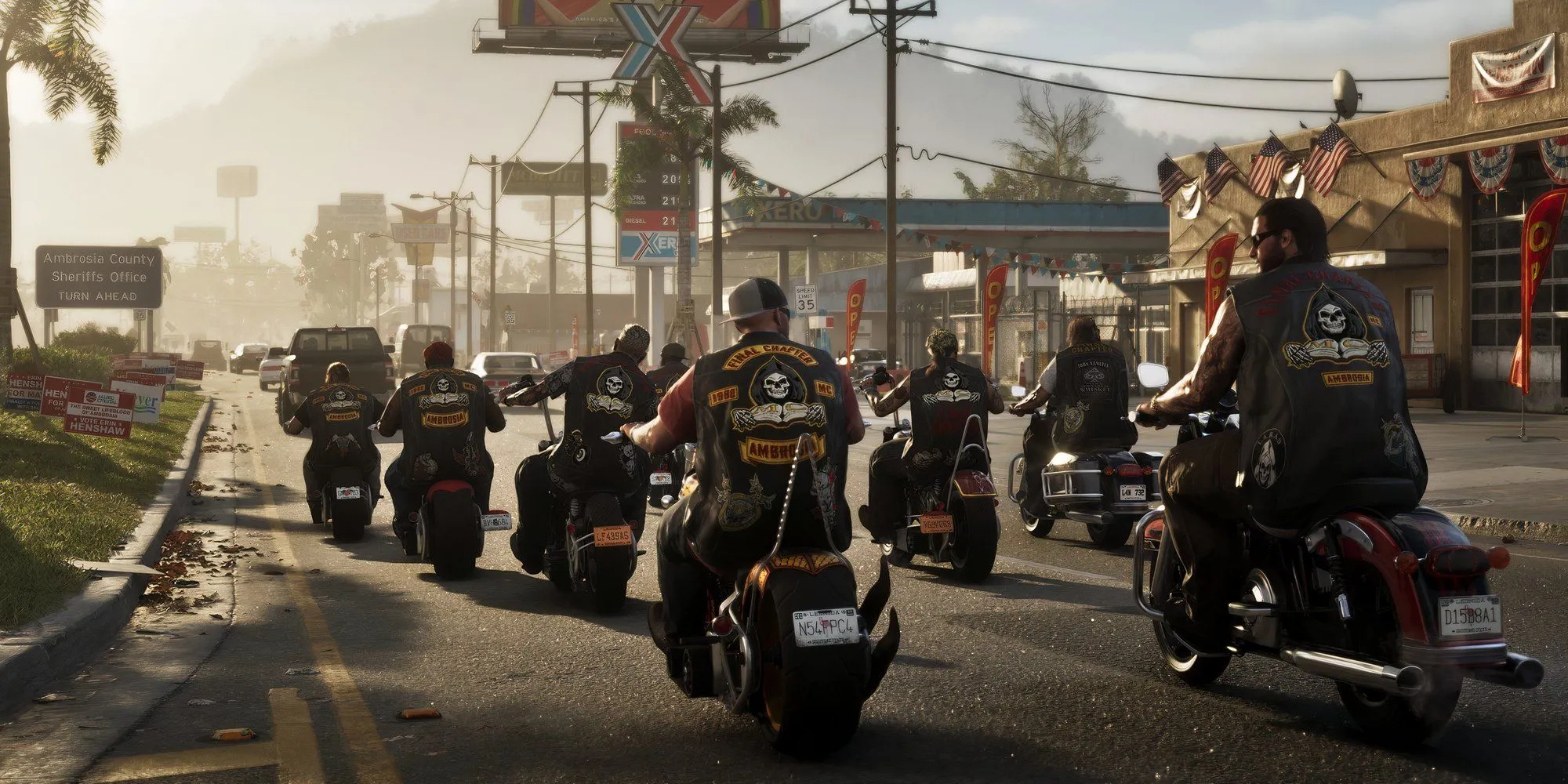 Cảnh nhóm biker trên đường trong Grand Theft Auto 6