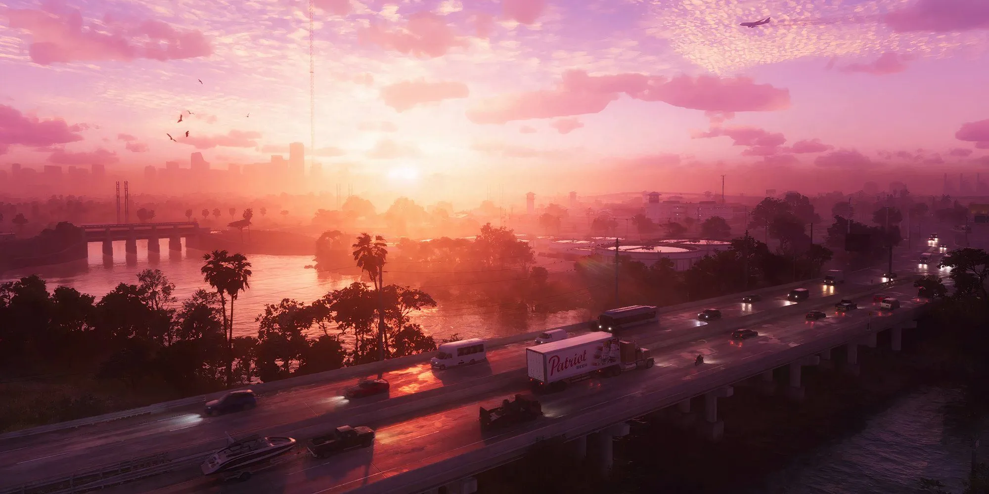 Cảnh quan đường phố đặc trưng của Vice City trong Grand Theft Auto VI, một trong những hình ảnh được người hâm mộ mong chờ sau tin tức về việc dời lịch.