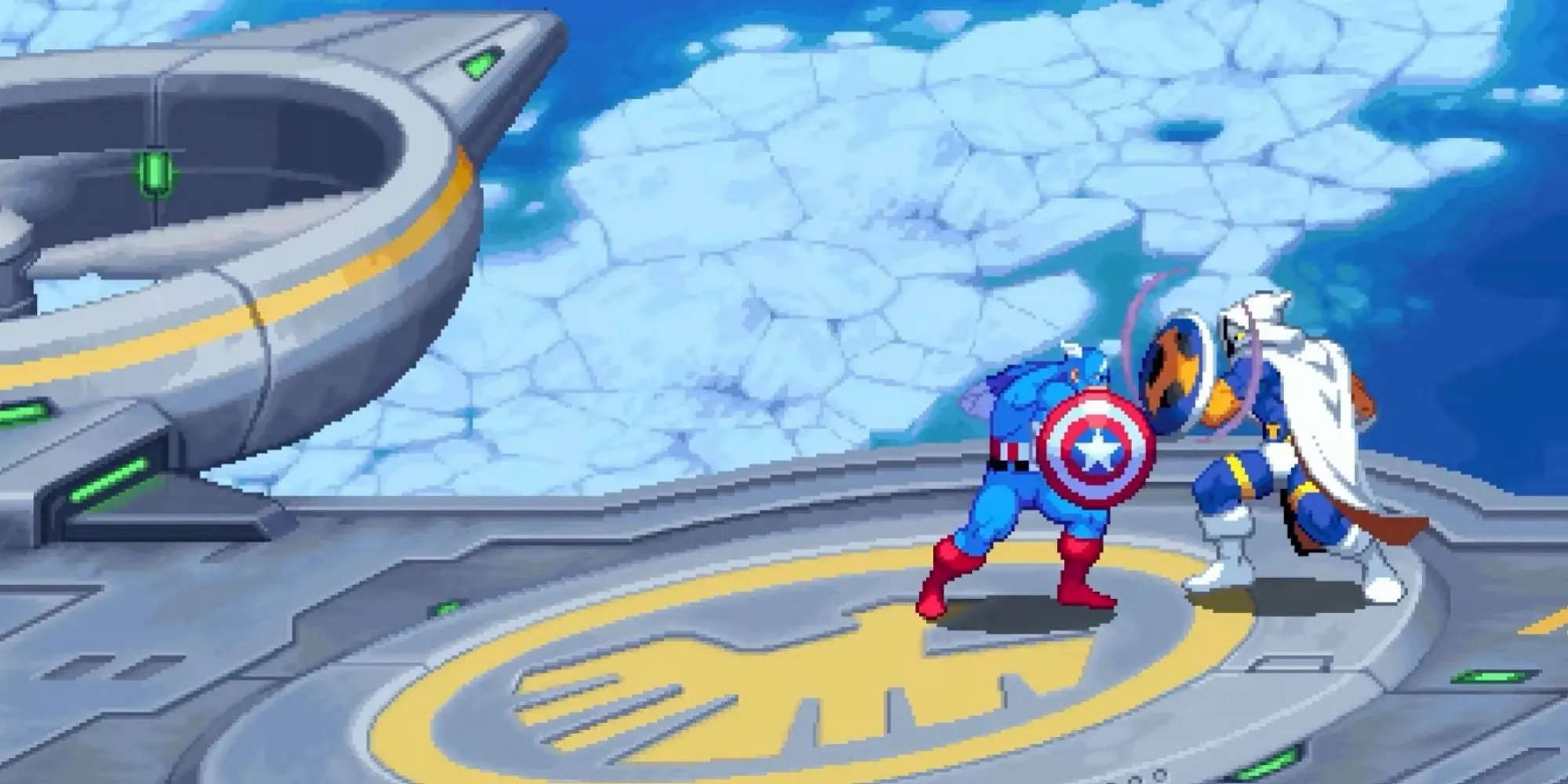 Captain America đối đầu Taskmaster trong một trận đấu trùm của Marvel Cosmic Invasion