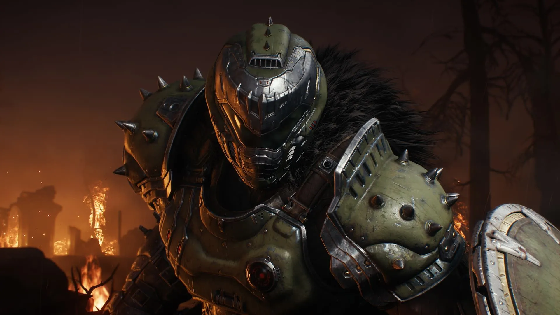 Chiến binh Doom Slayer với chiếc khiên đặc trưng trong DOOM The Dark Ages