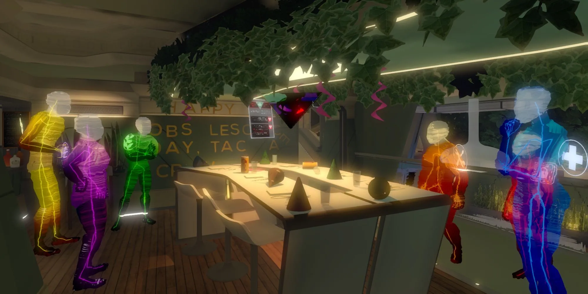 Cơ chế tua lại cảnh trong game Tacoma hiển thị các thành viên phi hành đoàn