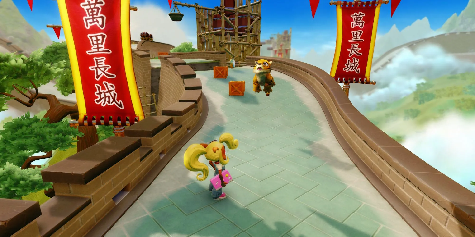 Coco cưỡi hổ Pura trong màn Orient Express của Crash Bandicoot 3