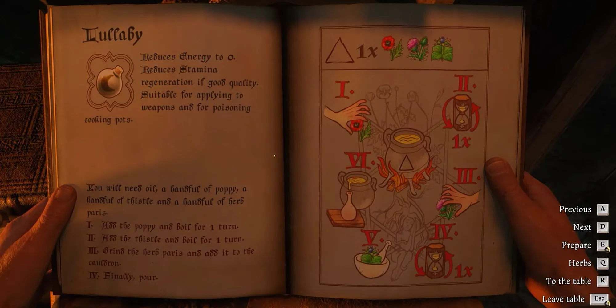 Công thức chế tạo thuốc ngủ Lullaby trong Kingdom Come Deliverance 2 với các nguyên liệu
