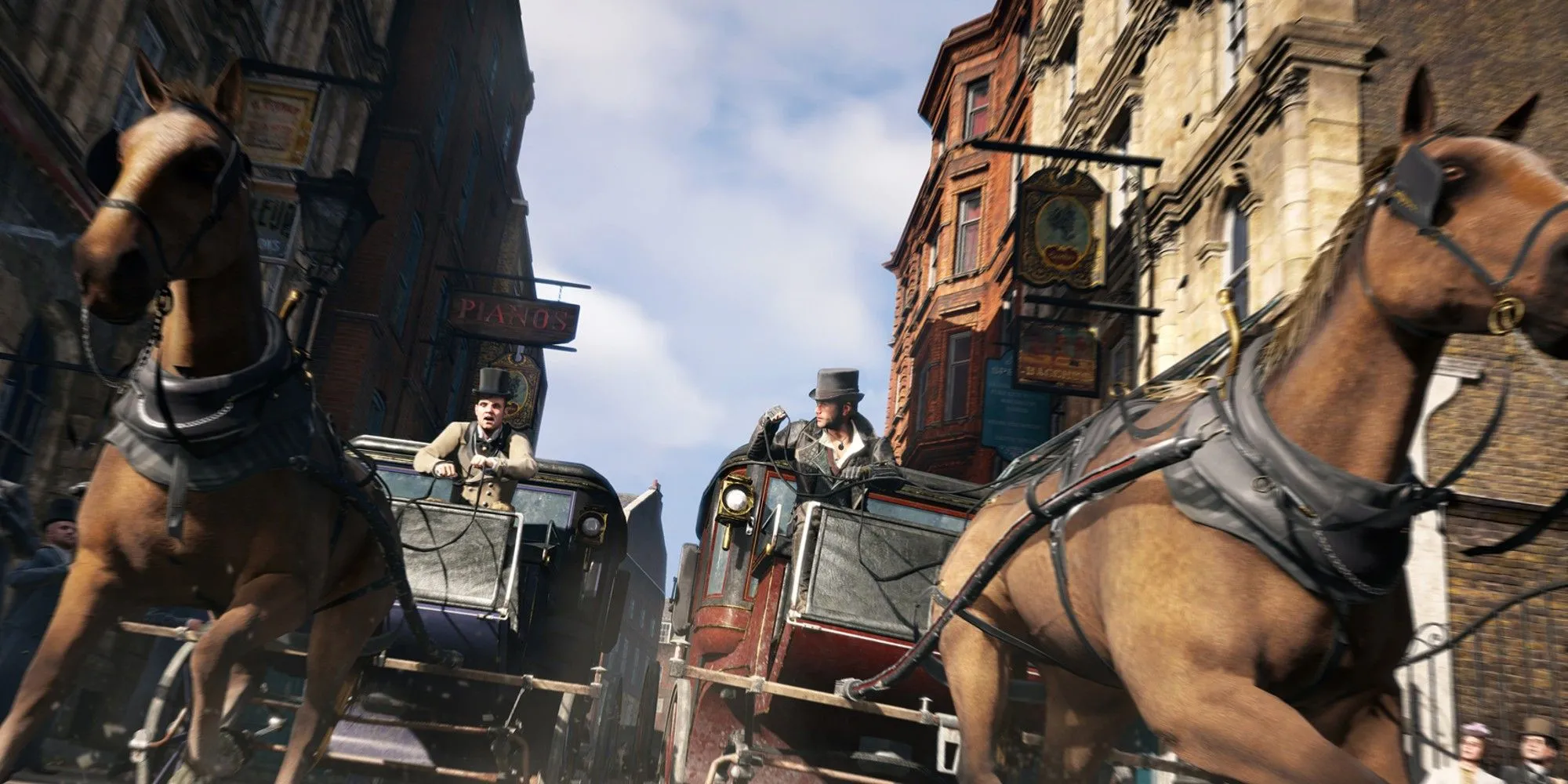 Cuộc rượt đuổi bằng xe ngựa trên đường phố Luân Đôn trong Assassin's Creed Syndicate.