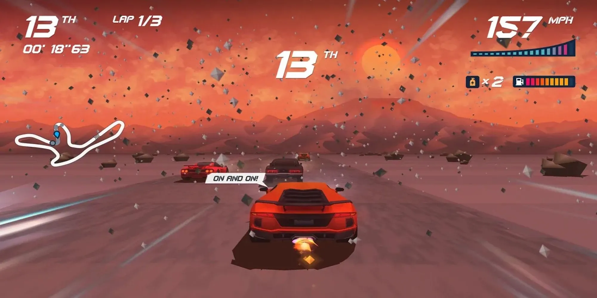 Đồ họa retro đặc trưng của Horizon Chase Turbo, game đua xe co-op chia màn hình đầy hoài niệm