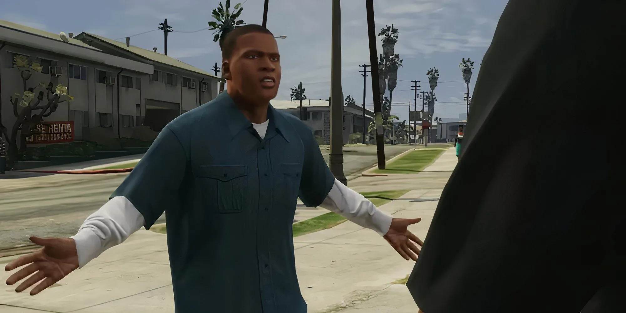 Franklin Clinton GTA 5 nói chuyện với người khác trên đường phố Los Santos