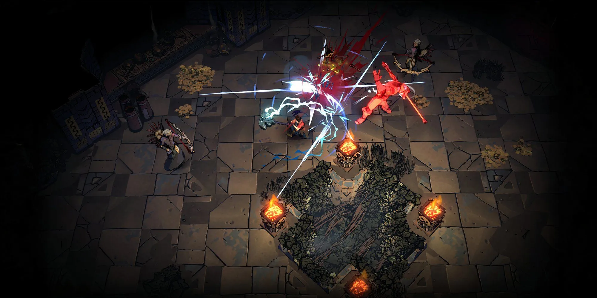 Gameplay chiến đấu trong hầm ngục tối của Curse of the Dead Gods