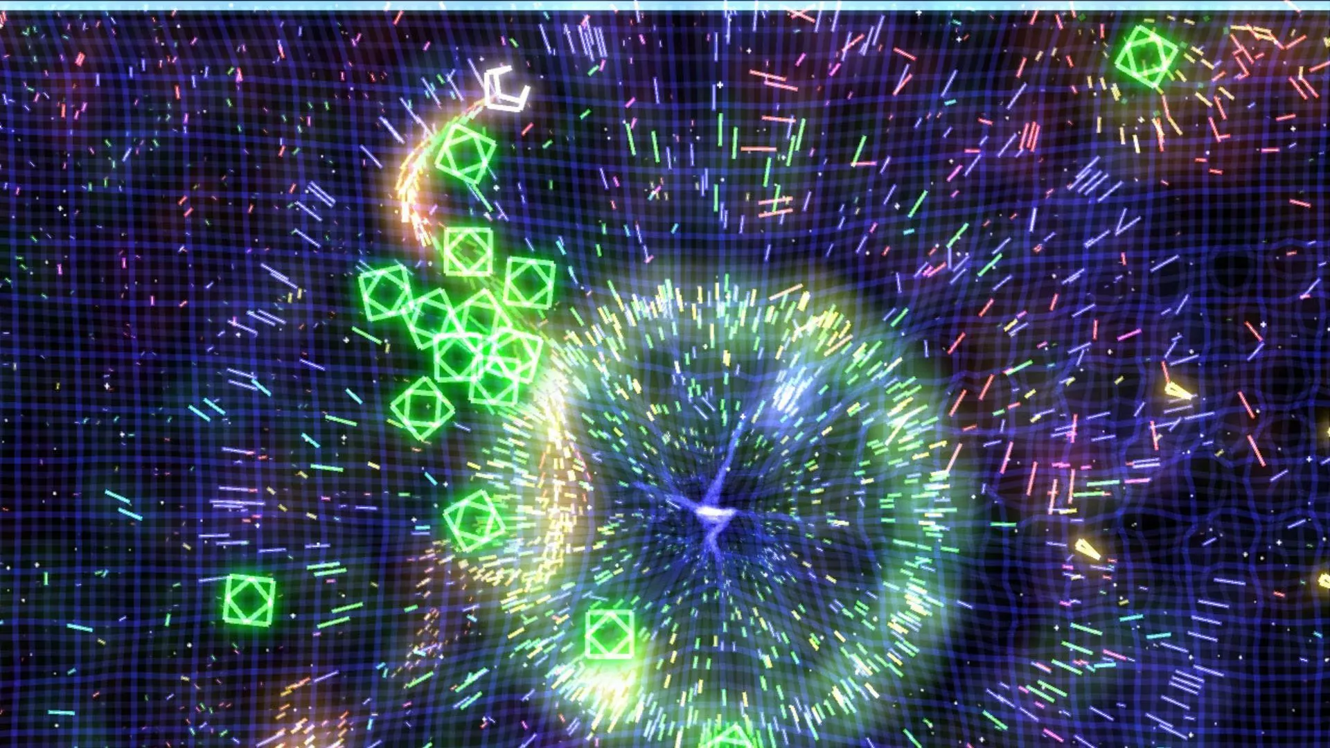 Gameplay Geometry Wars Retro Evolved với các hình khối màu sắc rực rỡ trên nền đen