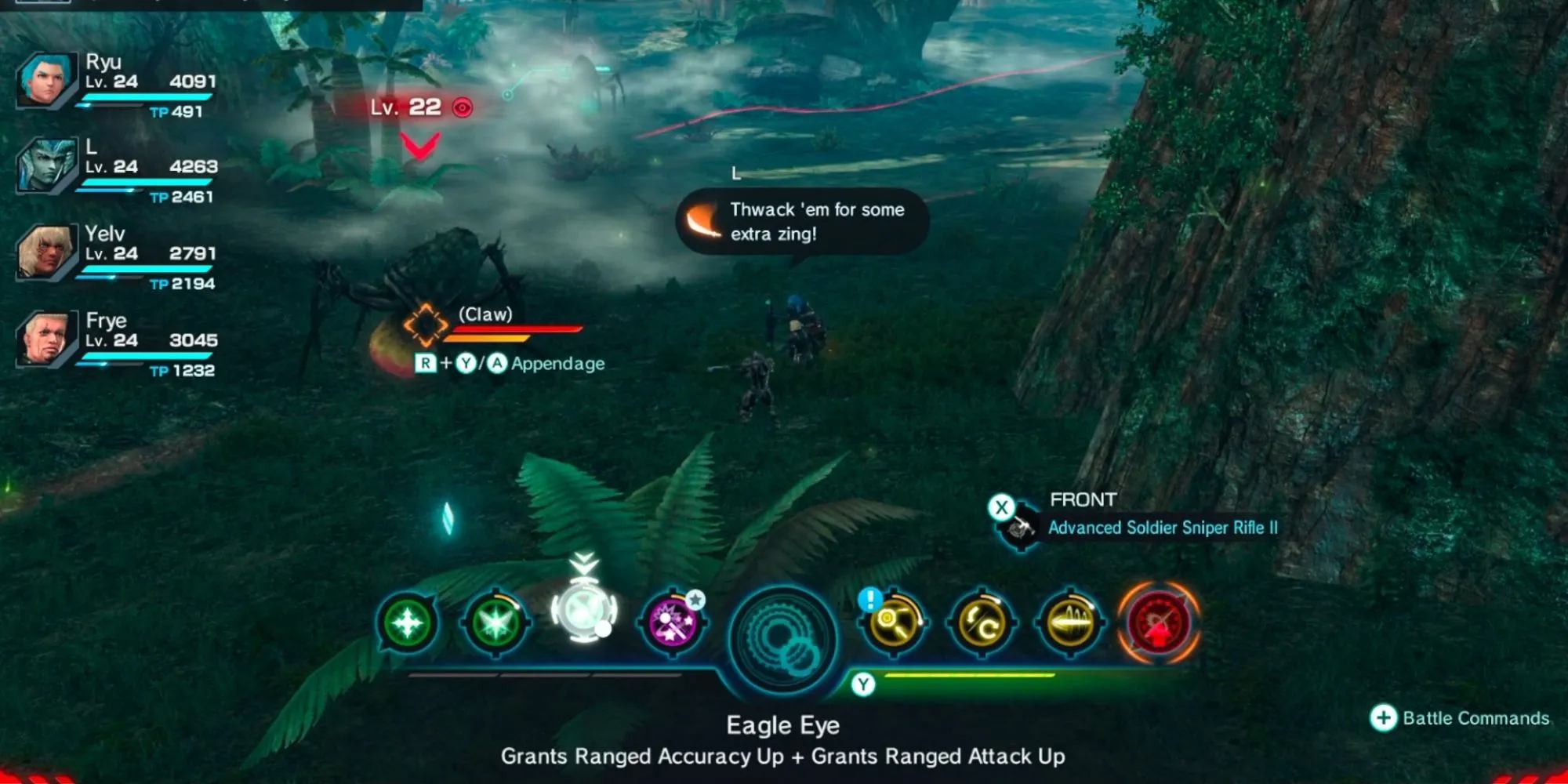 Giao diện chiến đấu phức tạp và đầy thông tin của Xenoblade Chronicles X Definitive Edition