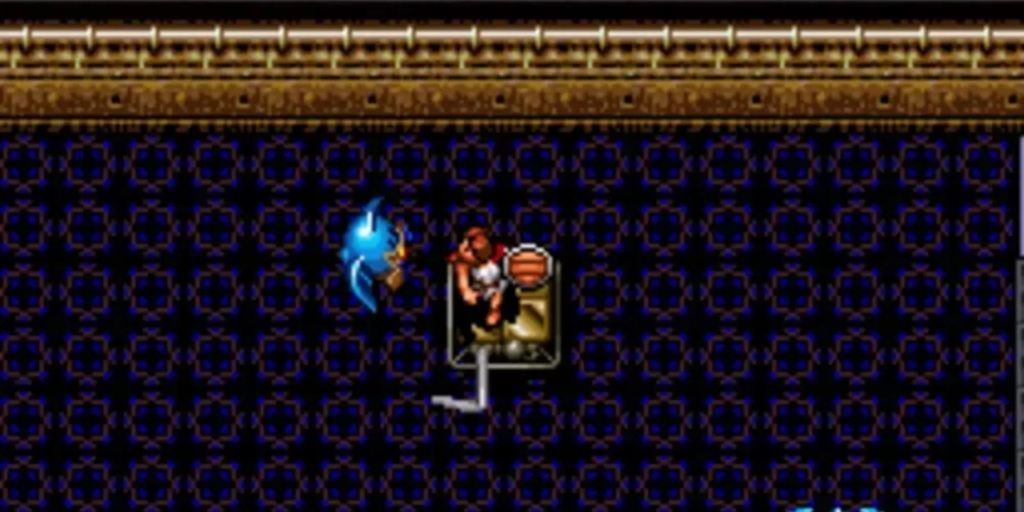 Giao diện chiến đấu trong game ARPG Brain Lord trên SNES