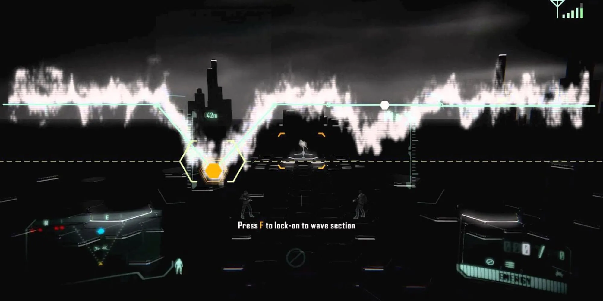 Giao diện hacking trong Crysis 3 với các node cần kết nối