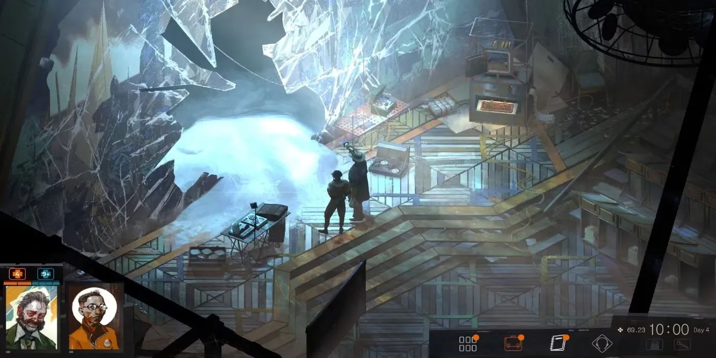 Giao diện hội thoại và khung cảnh điều tra đặc trưng trong game nhập vai Disco Elysium.