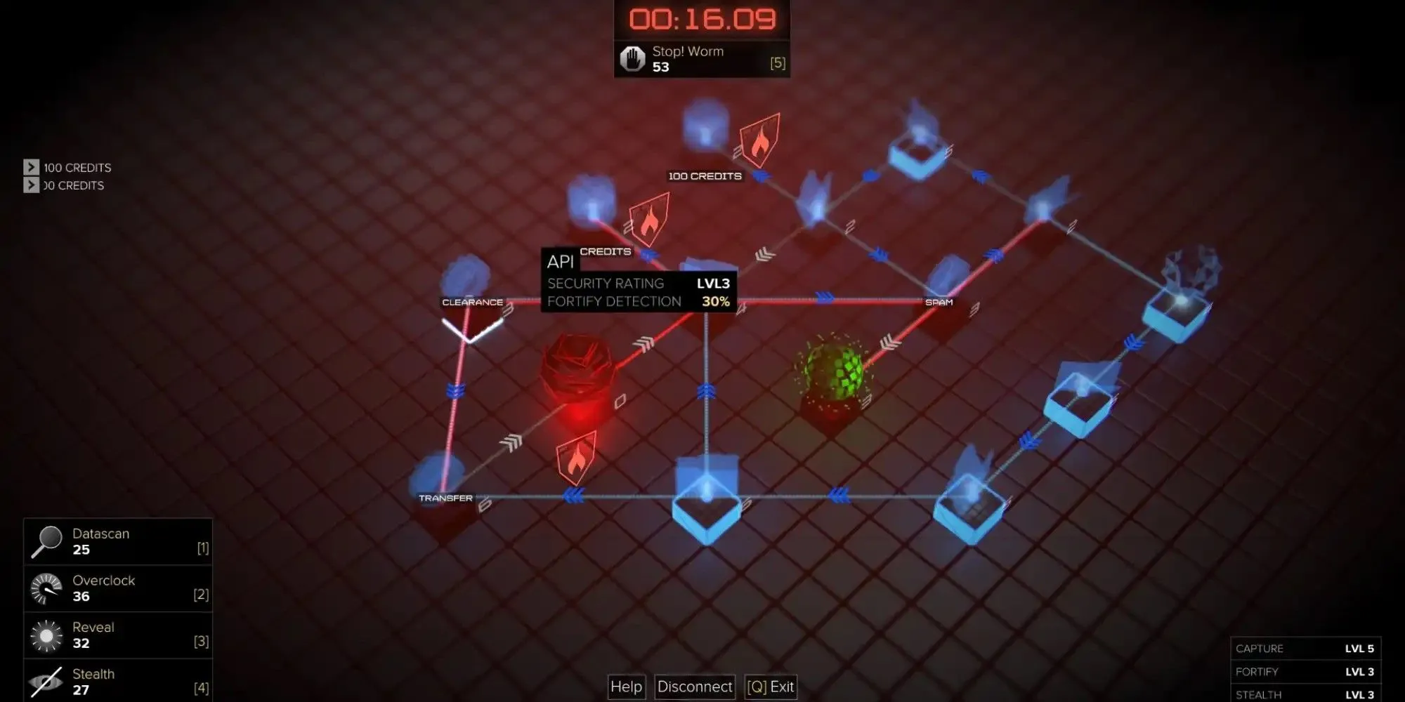 Giao diện mini-game hacking dạng chiếm node trong Deus Ex Mankind Divided