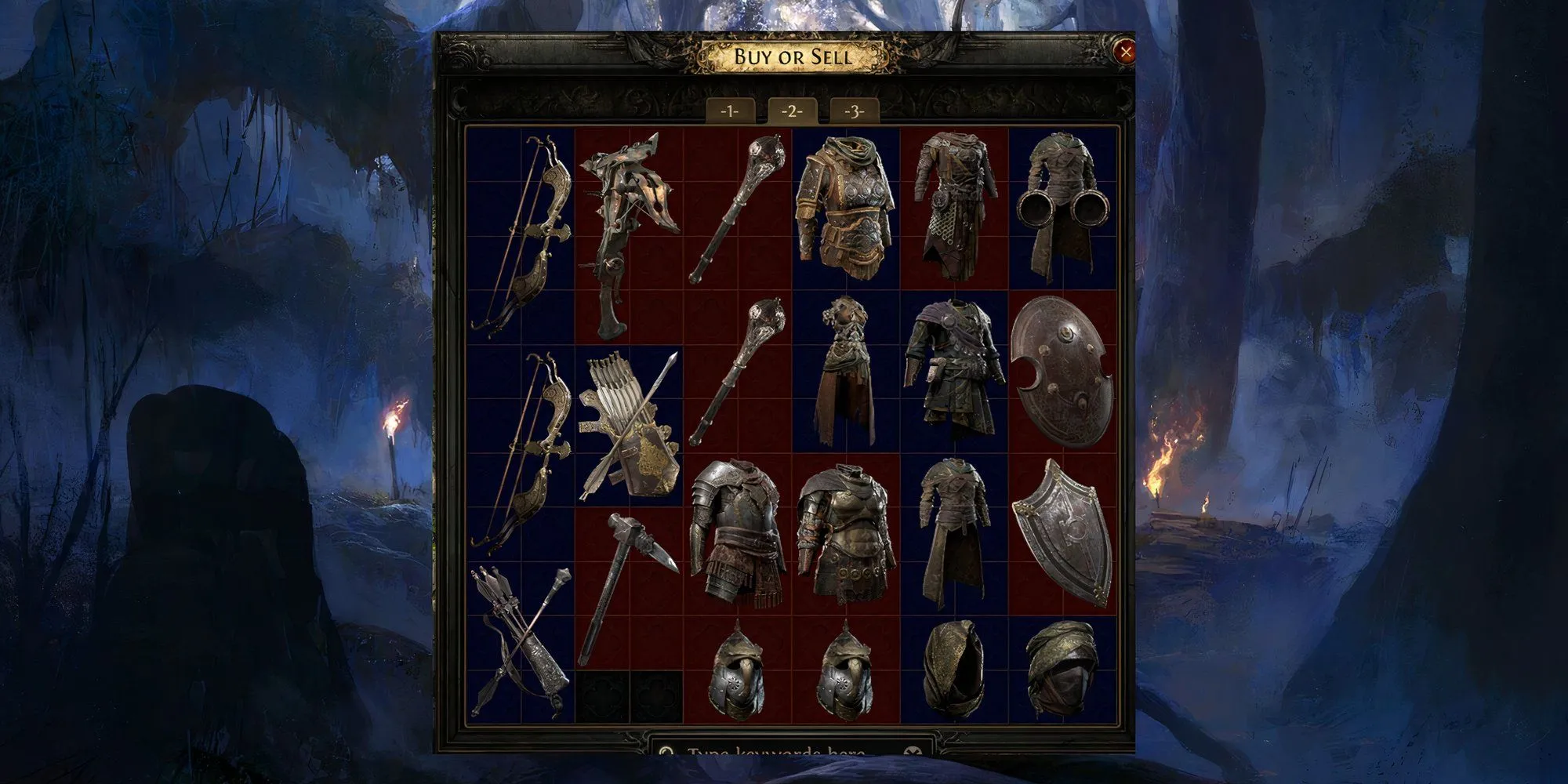 Giao diện Mua/Bán trang bị trong Path of Exile 2