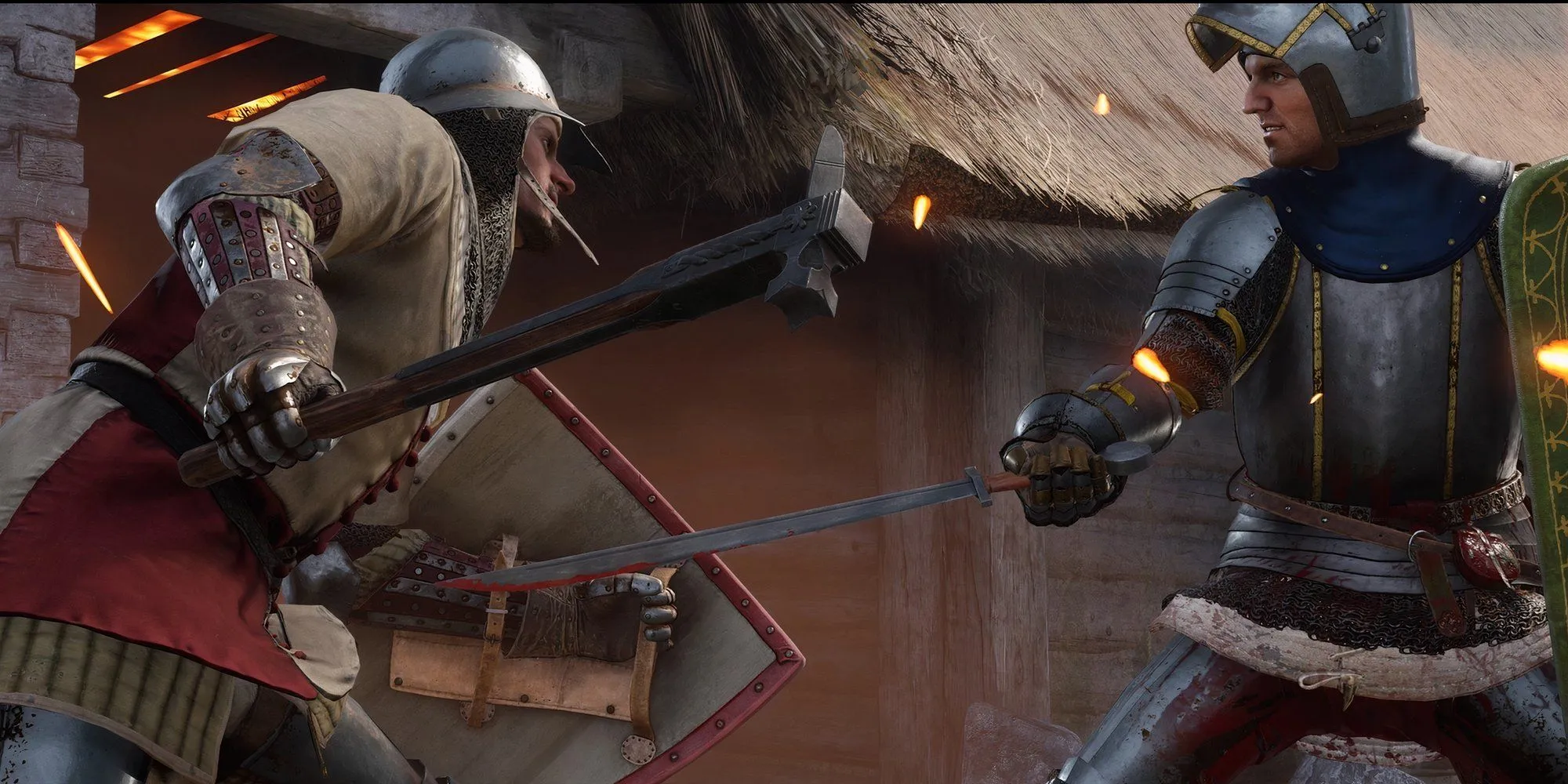 Hai binh sĩ chiến đấu bằng vũ khí trong Kingdom Come Deliverance