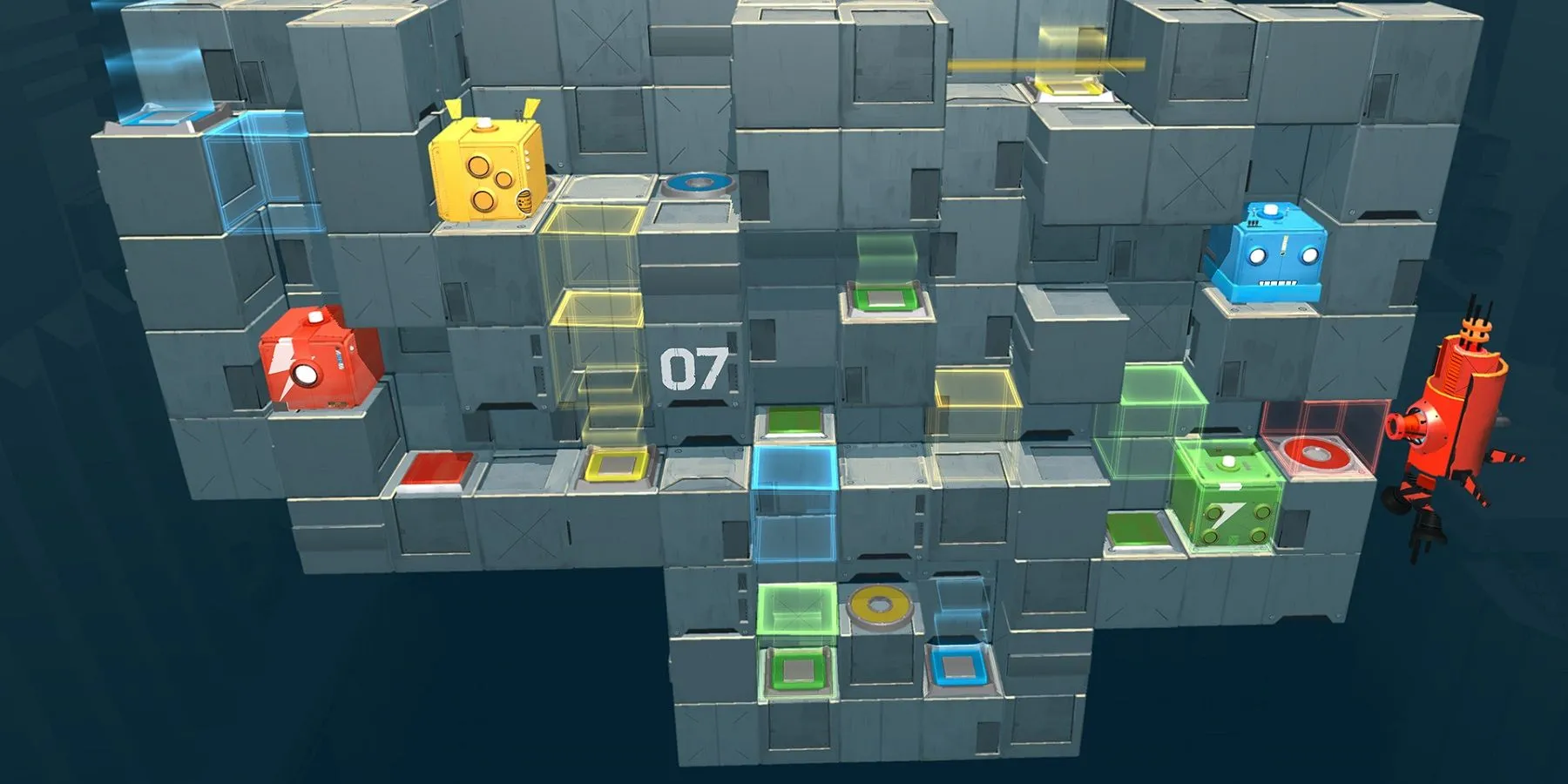 Hai người chơi phối hợp điều khiển robot giải đố trong Death Squared, game co-op vui nhộn