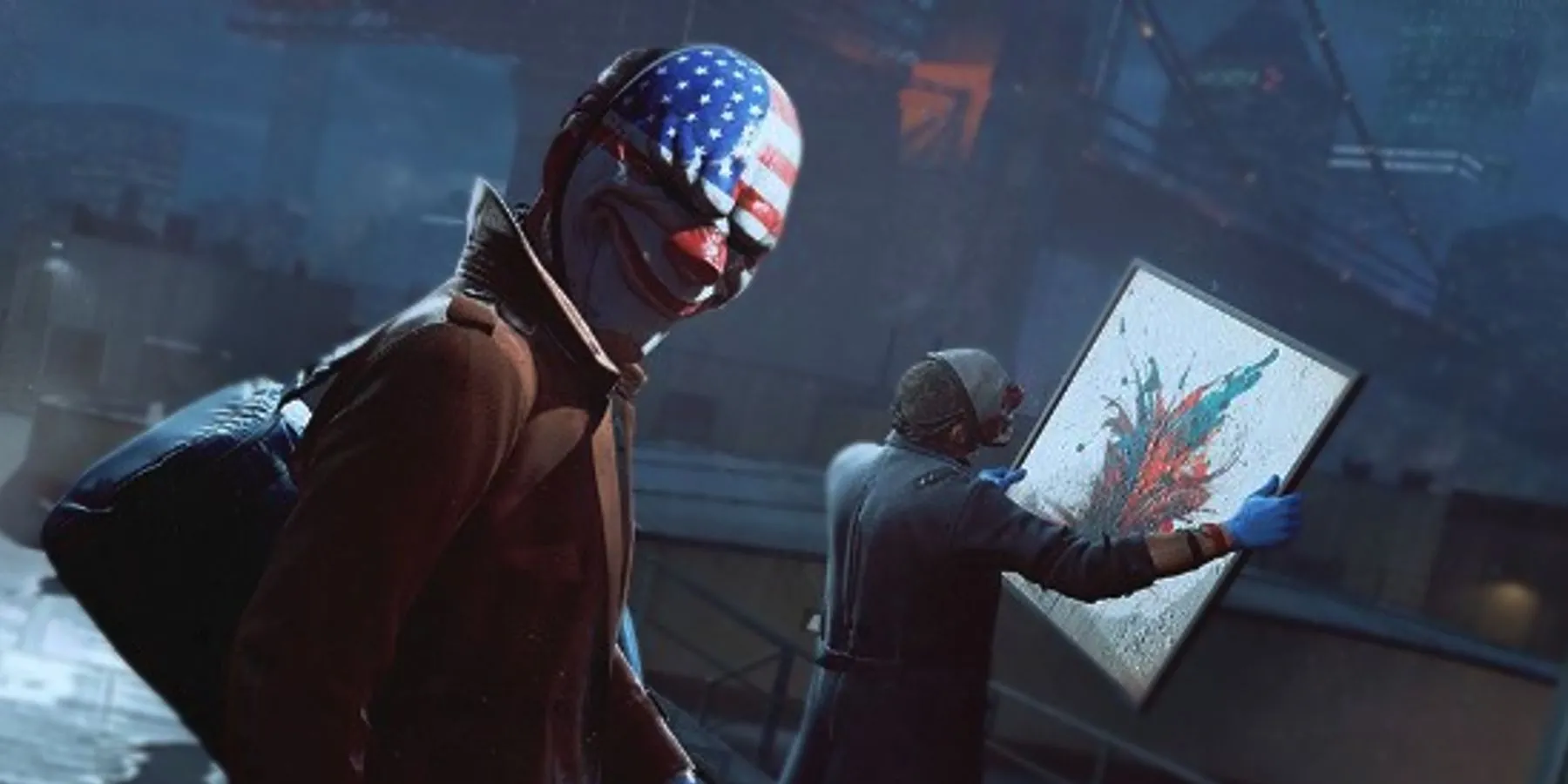 Hai nhân vật Dallas và Wolf trong một phi vụ tại bảo tàng nghệ thuật của game Payday 3