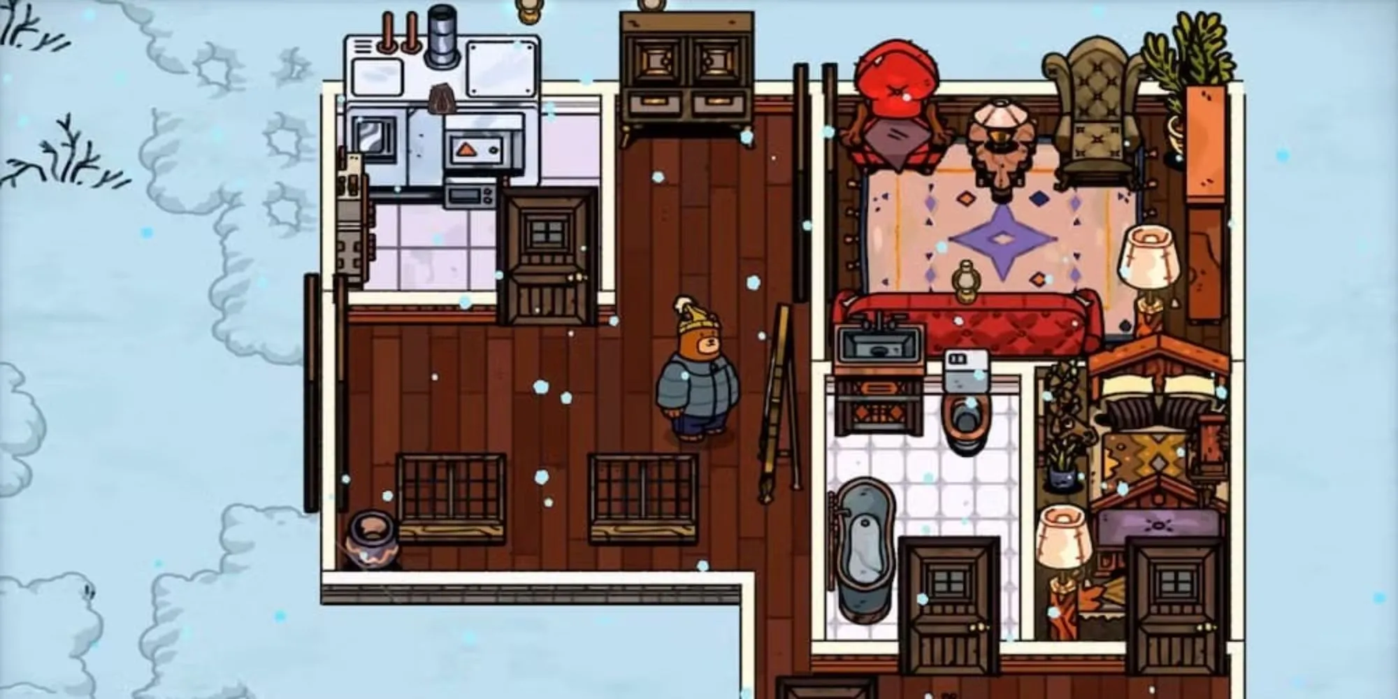 Hank Standing in a Resort in Bear and Breakfast