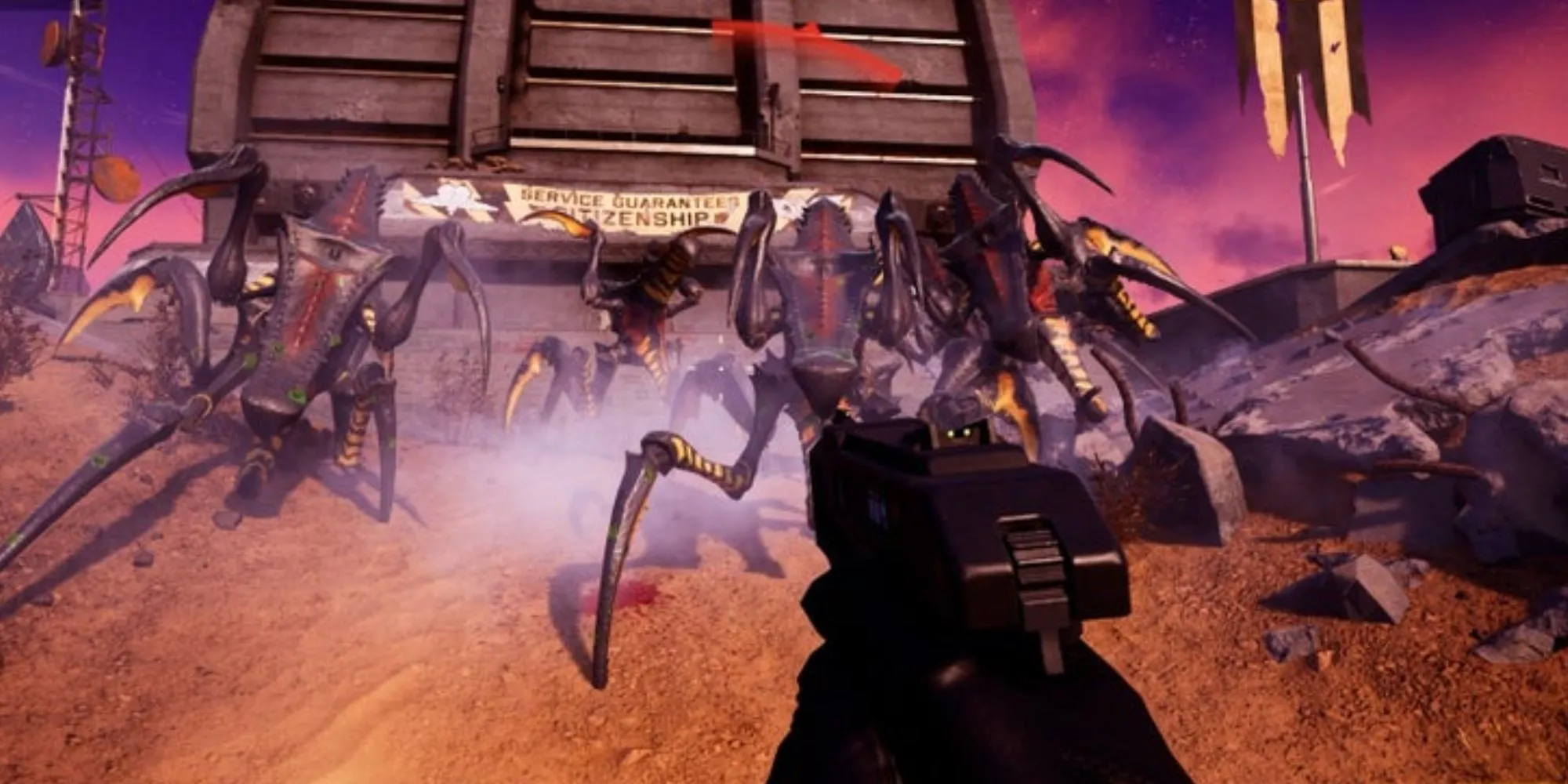 Hình ảnh concept art Starship Troopers Extermination với binh lính Mobile Infantry chiến đấu với bọ Arachnid