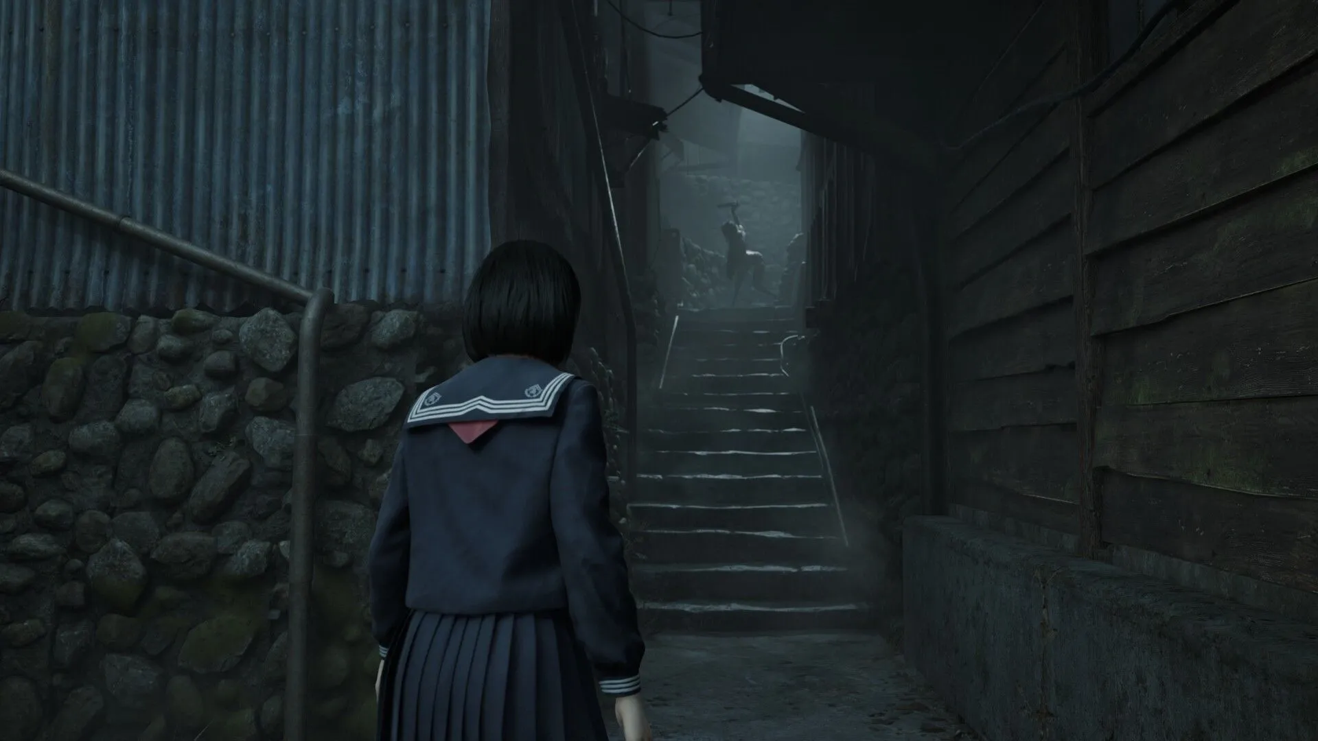 Hình ảnh concept art u ám của Silent Hill f với những bông hoa đỏ kỳ dị bao trùm