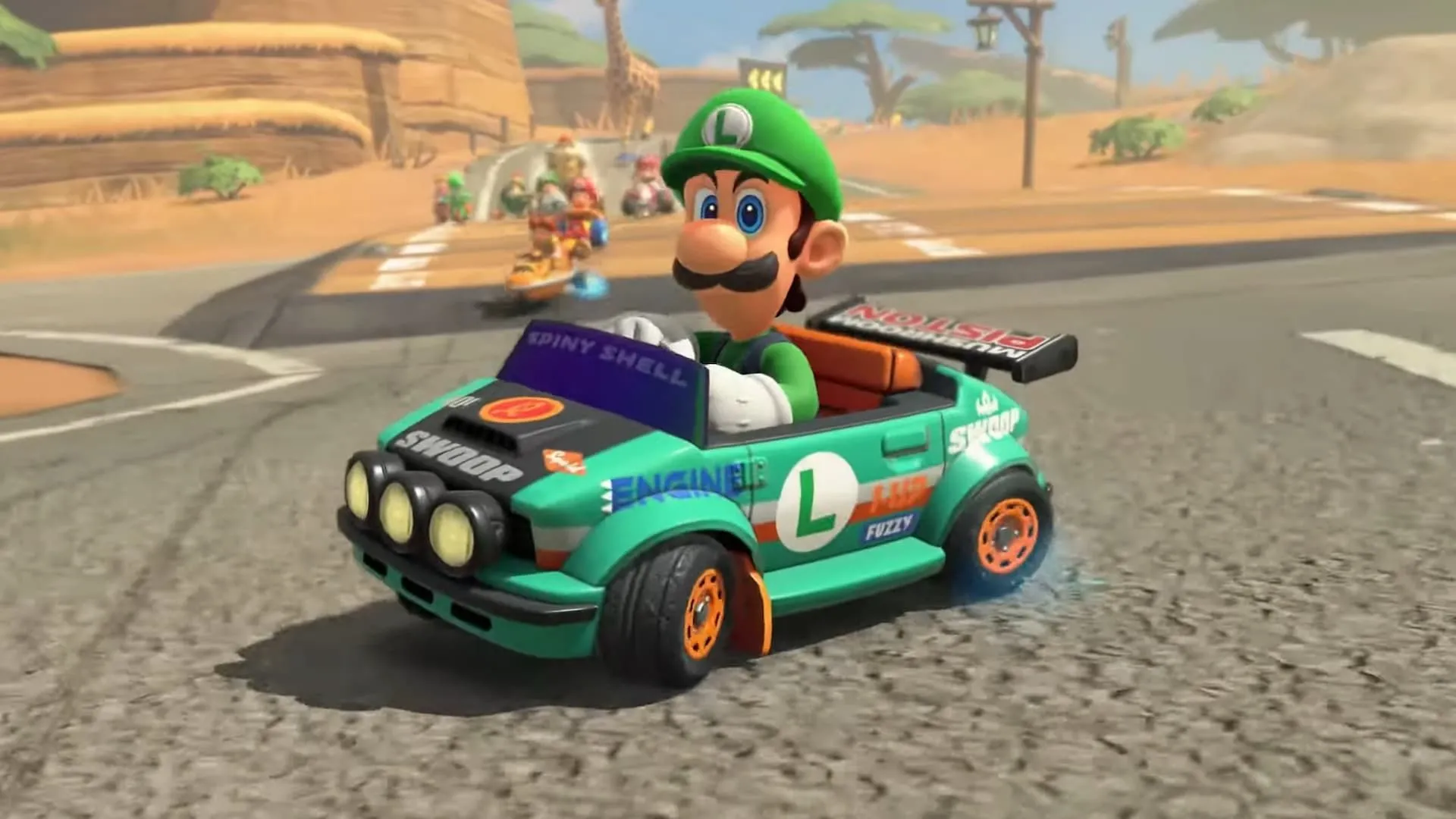 Hình ảnh nhân vật Luigi trong game Mario Kart World trên Nintendo Switch 2.