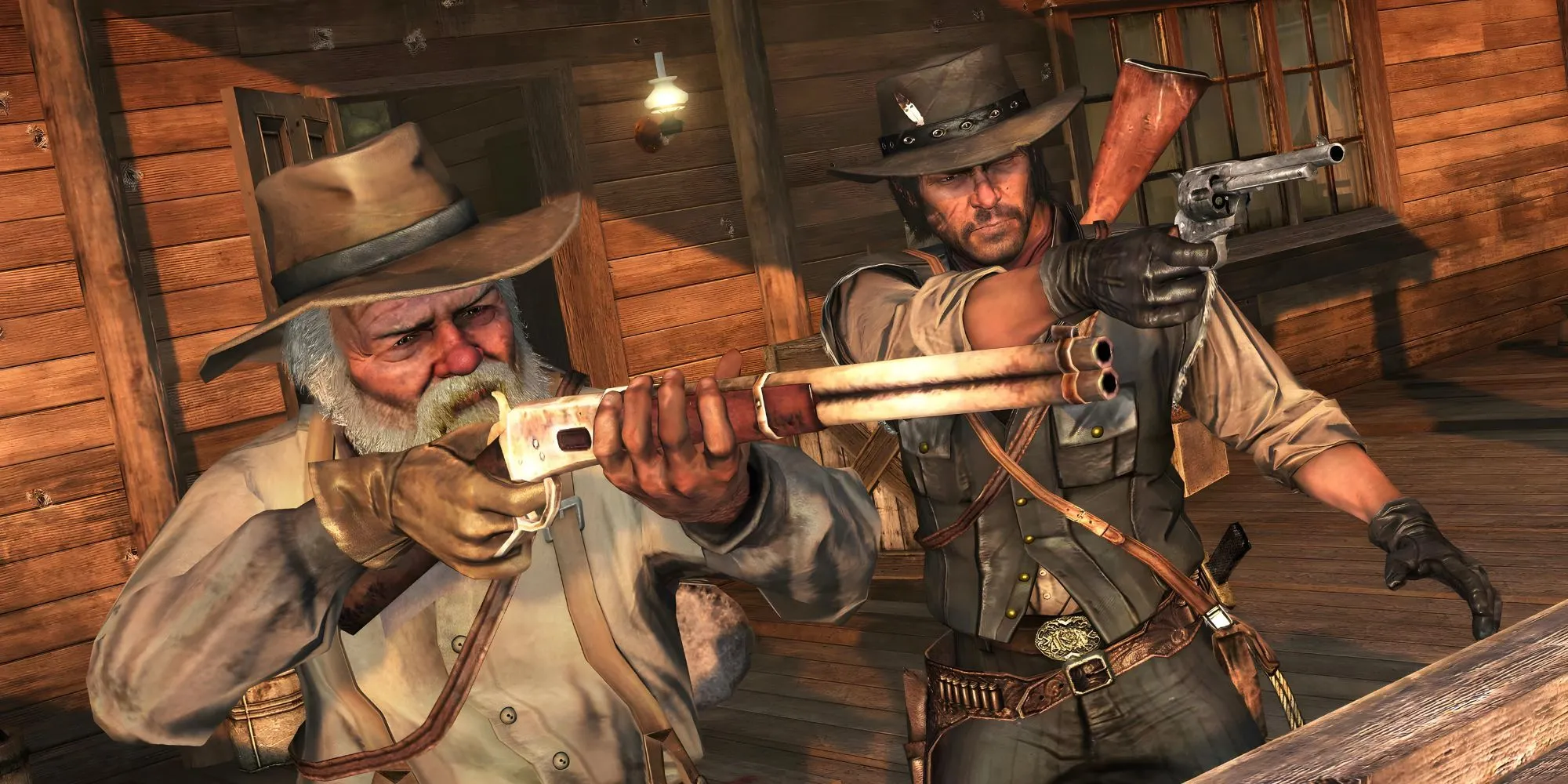 John Marston và Uncle tại trang trại Beecher's Hope trong Red Dead Redemption