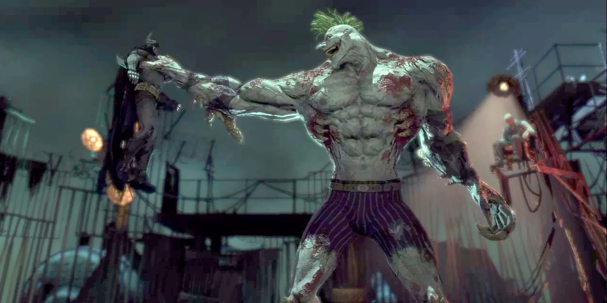 Joker biến đổi thành Titan Joker, trùm cuối trong Batman: Arkham Asylum, một trận chiến gây tranh cãi