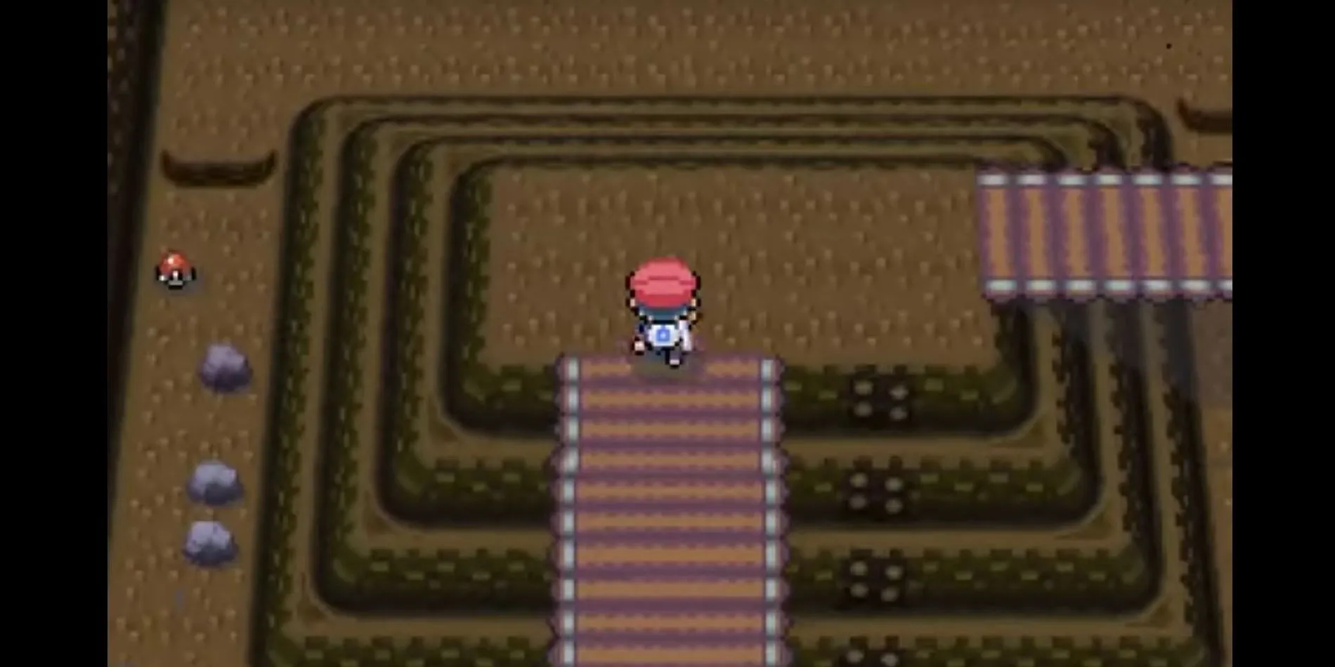 Khu vực Victory Road trong game Pokémon Platinum trên Nintendo DS.