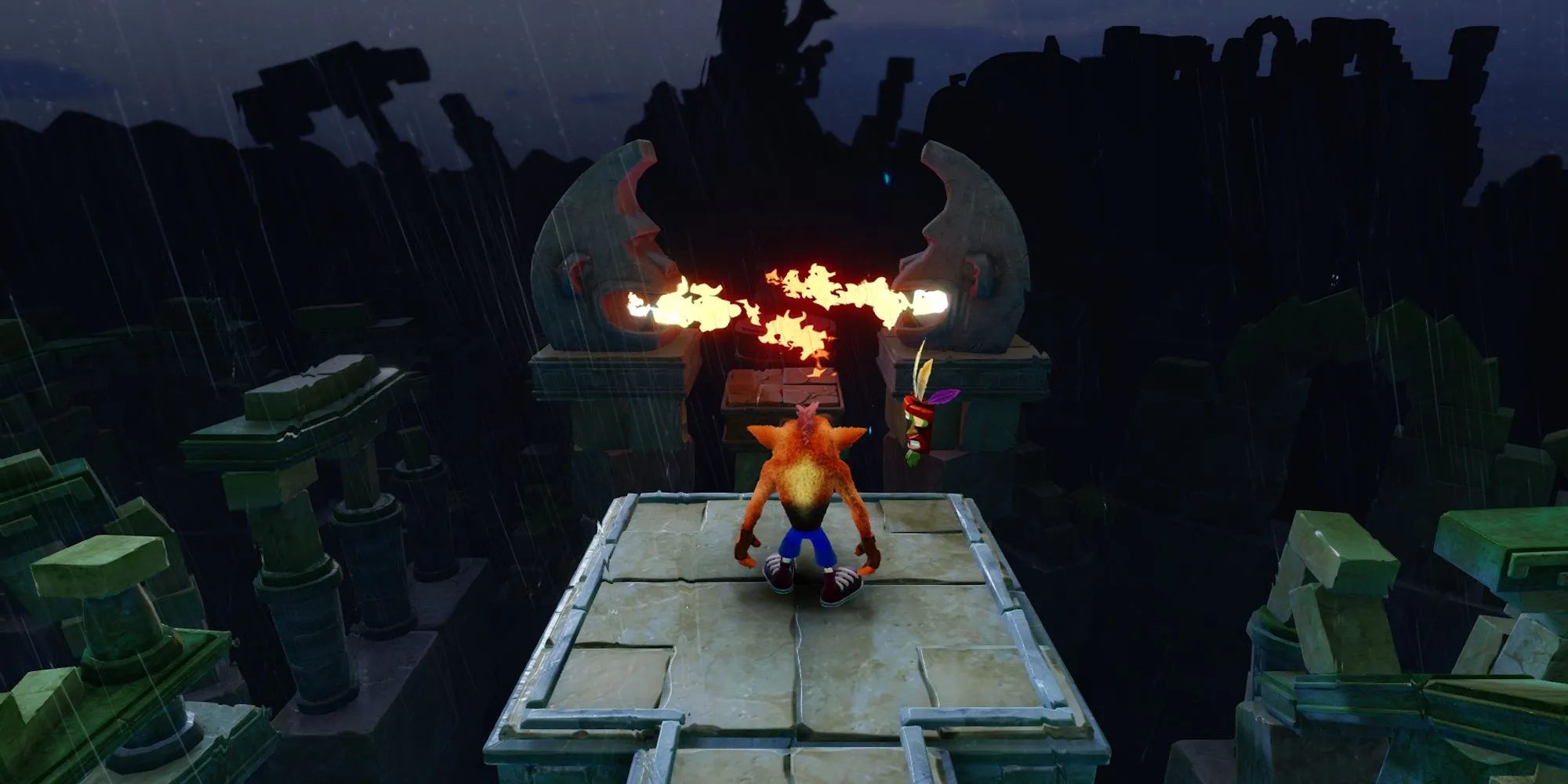 Khung cảnh màn chơi Ruination đậm chất Aztec trong Crash Bandicoot 2