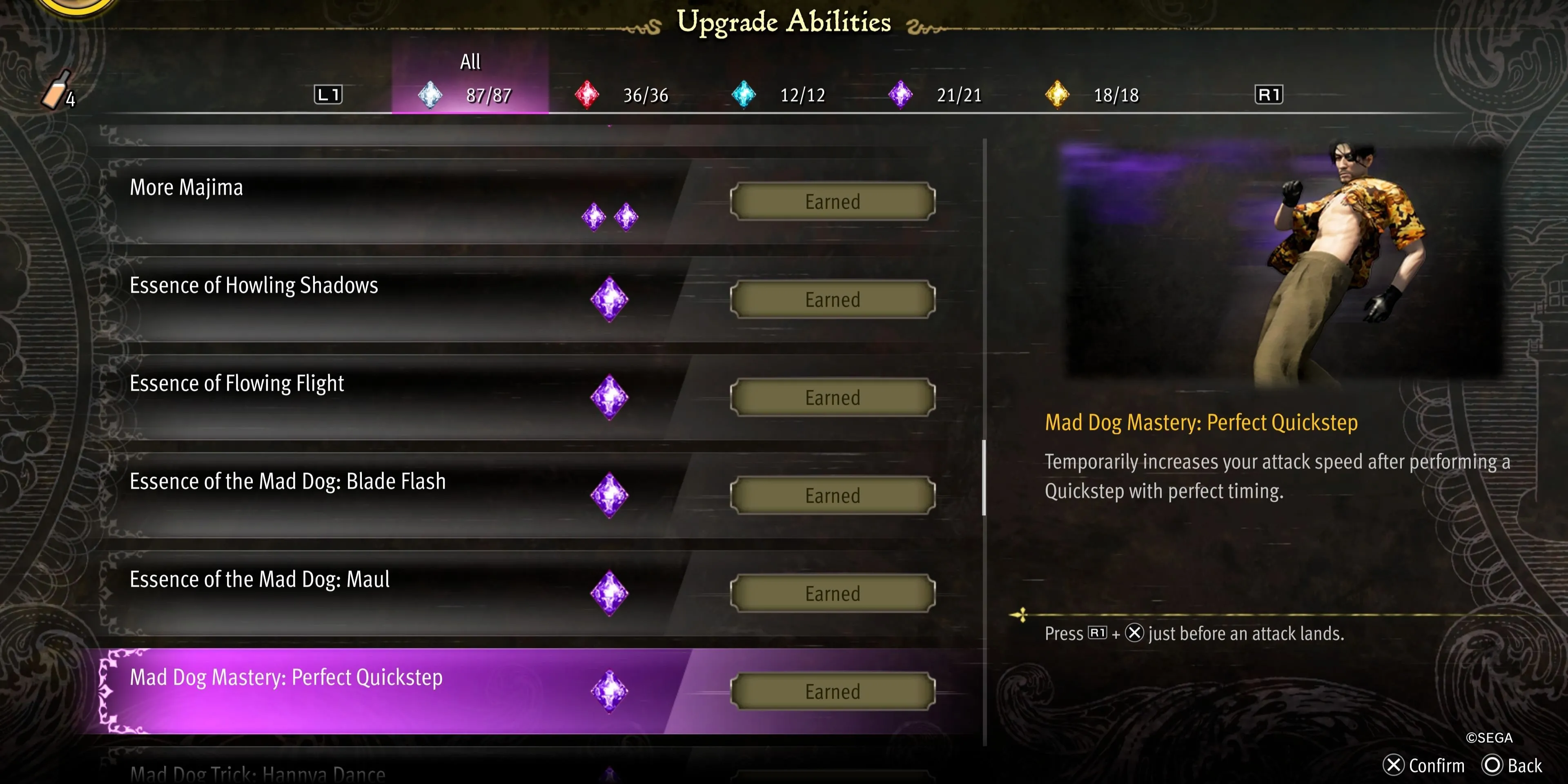 Kỹ năng Perfect Quickstep của Majima trong phong cách Mad Dog