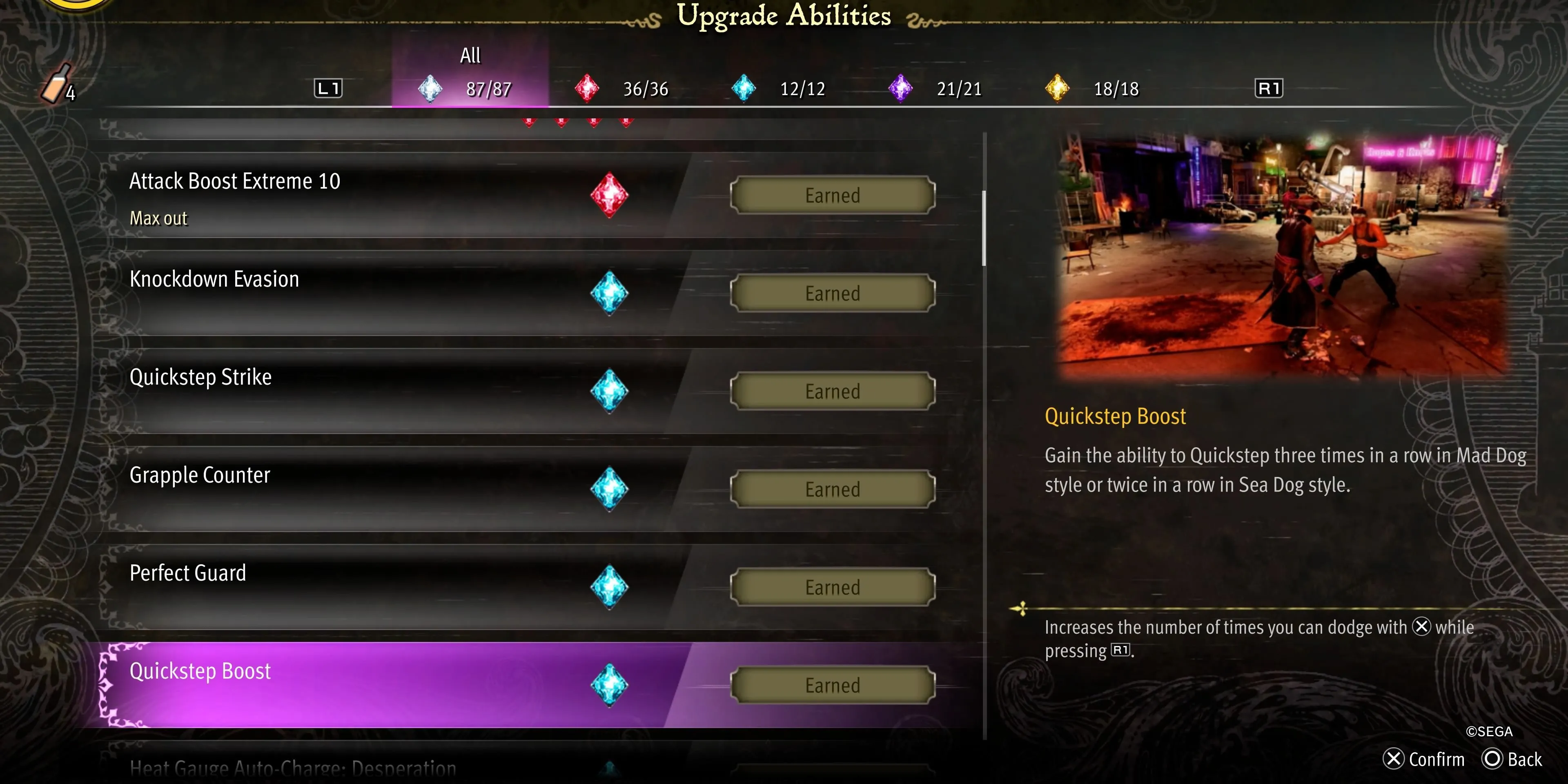 Kỹ năng Quickstep Boost giúp Majima né đòn trong Pirate Yakuza