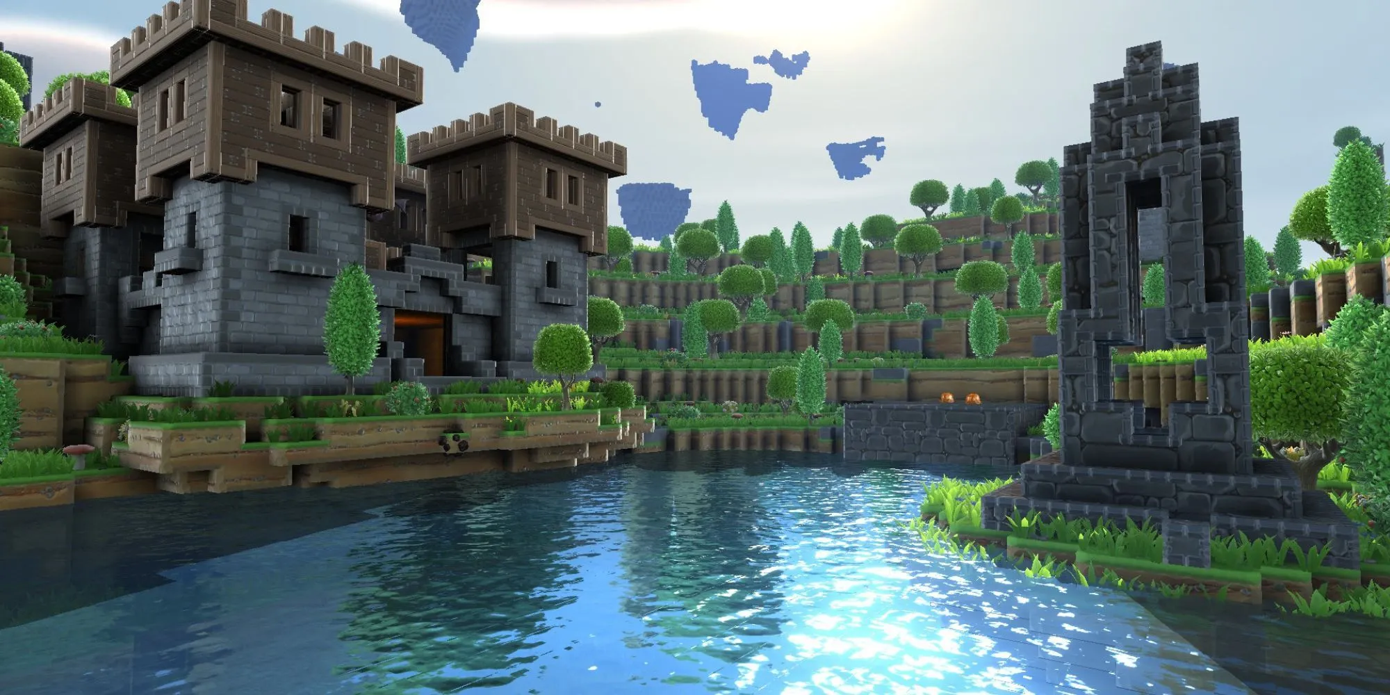 Lâu đài và cổng dịch chuyển trong game Portal Knights