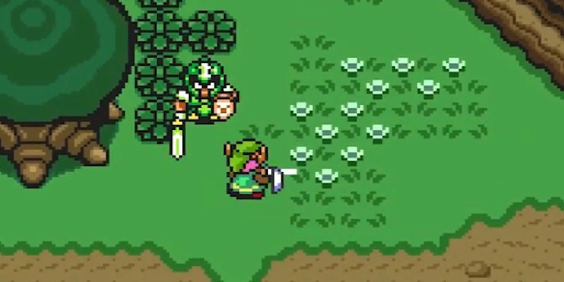 Link chiến đấu với lính gác trong The Legend of Zelda: A Link to the Past trên SNES