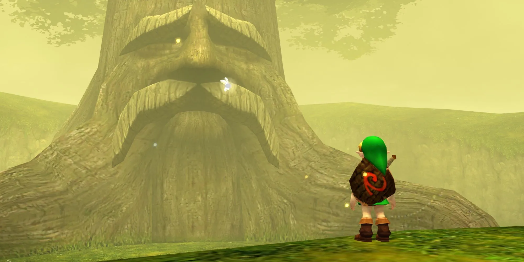 Link đối thoại cùng Cây Deku cổ thụ trong game The Legend of Zelda Ocarina of Time