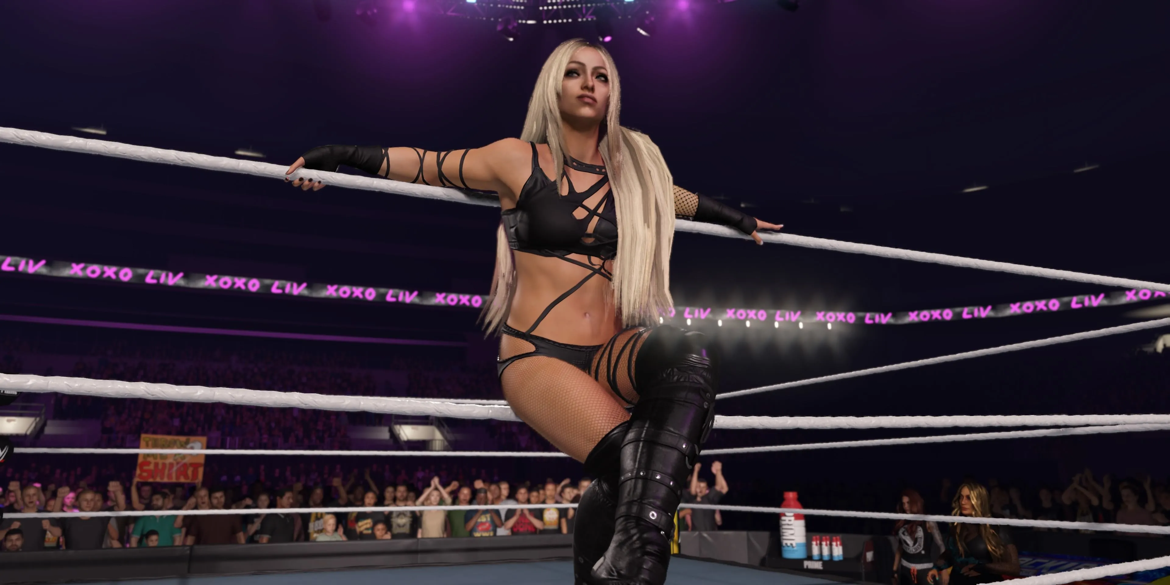 Liv Morgan trong bộ trang phục thay thế đầy cá tính, sẵn sàng cho những trận đấu kịch tính trong WWE 2K25.