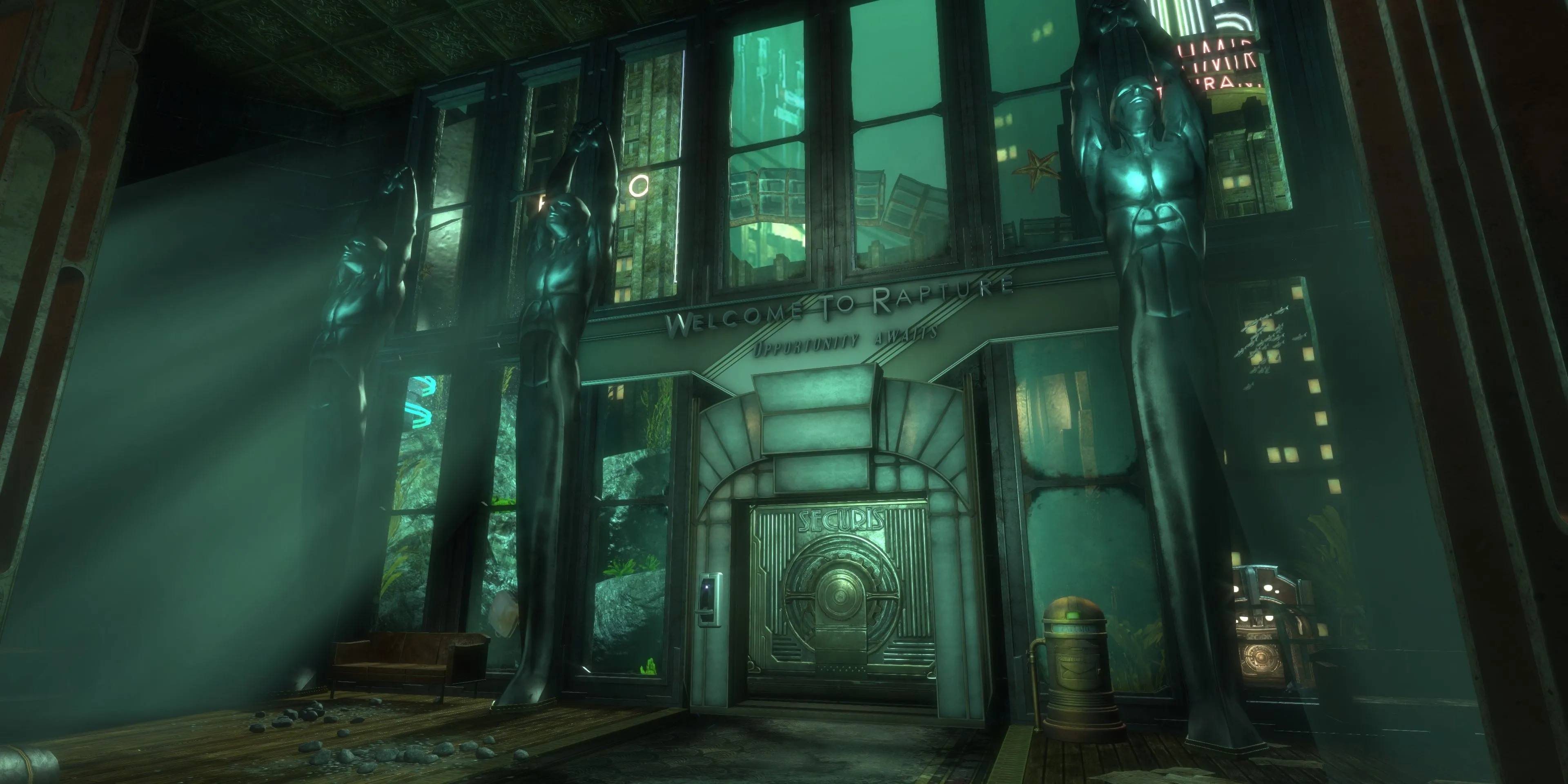 Lối vào thành phố Rapture dưới đáy biển trong game BioShock