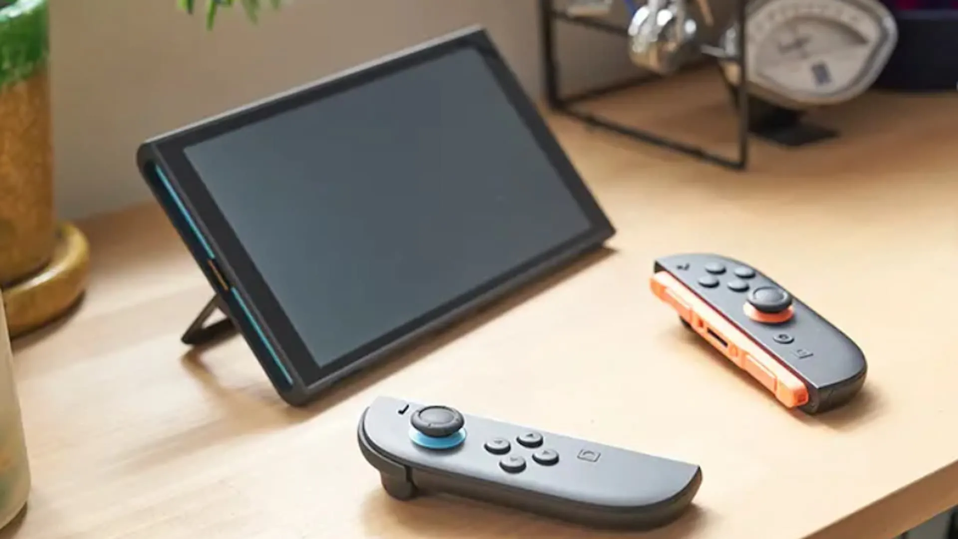 Máy chơi game Nintendo Switch 2 ở chế độ cầm tay (handheld mode).