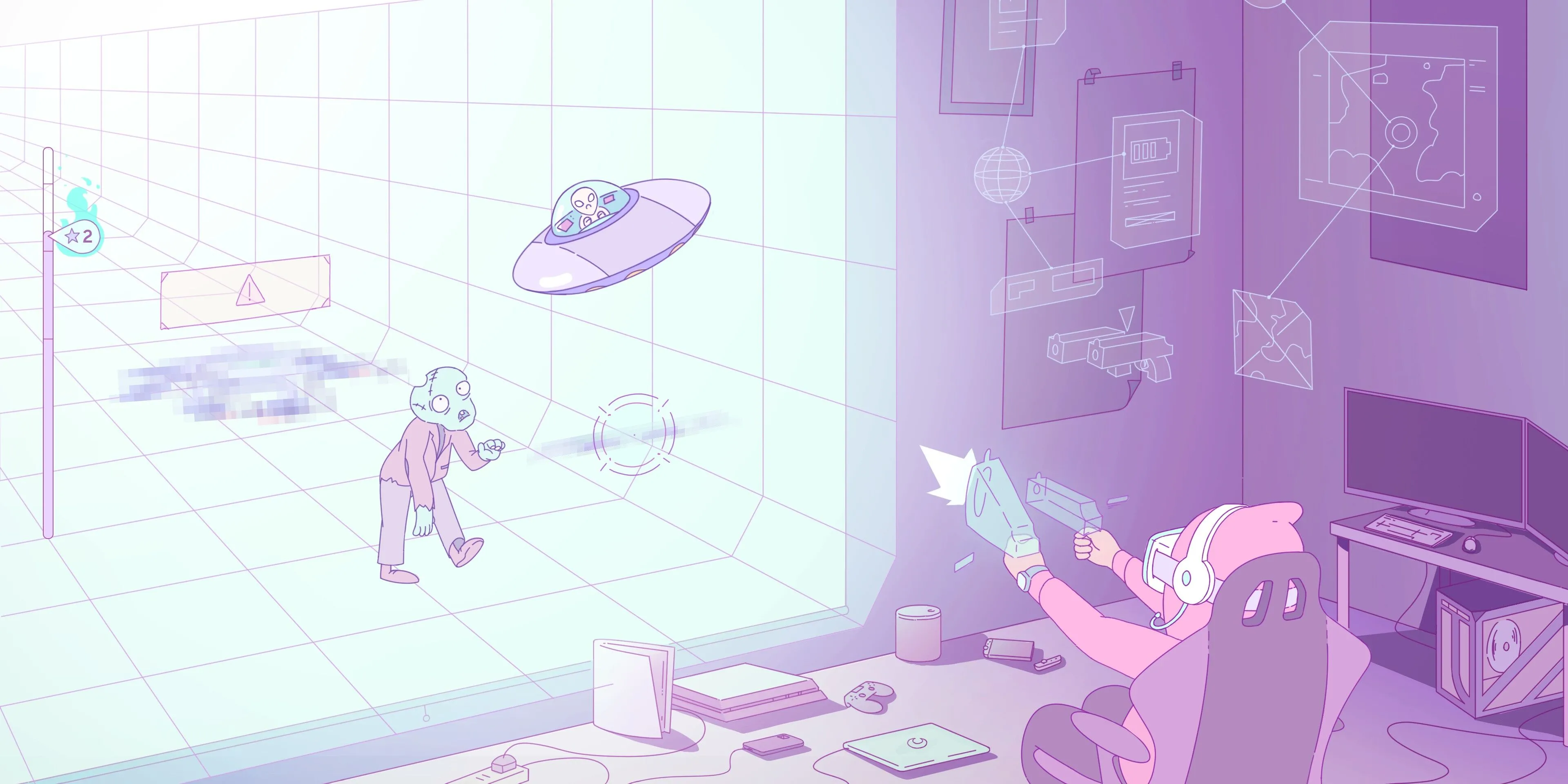 Minigame &quot;Dream About Tech&quot; với đồ họa tối giản và màu pastel trong game nhịp điệu Melatonin