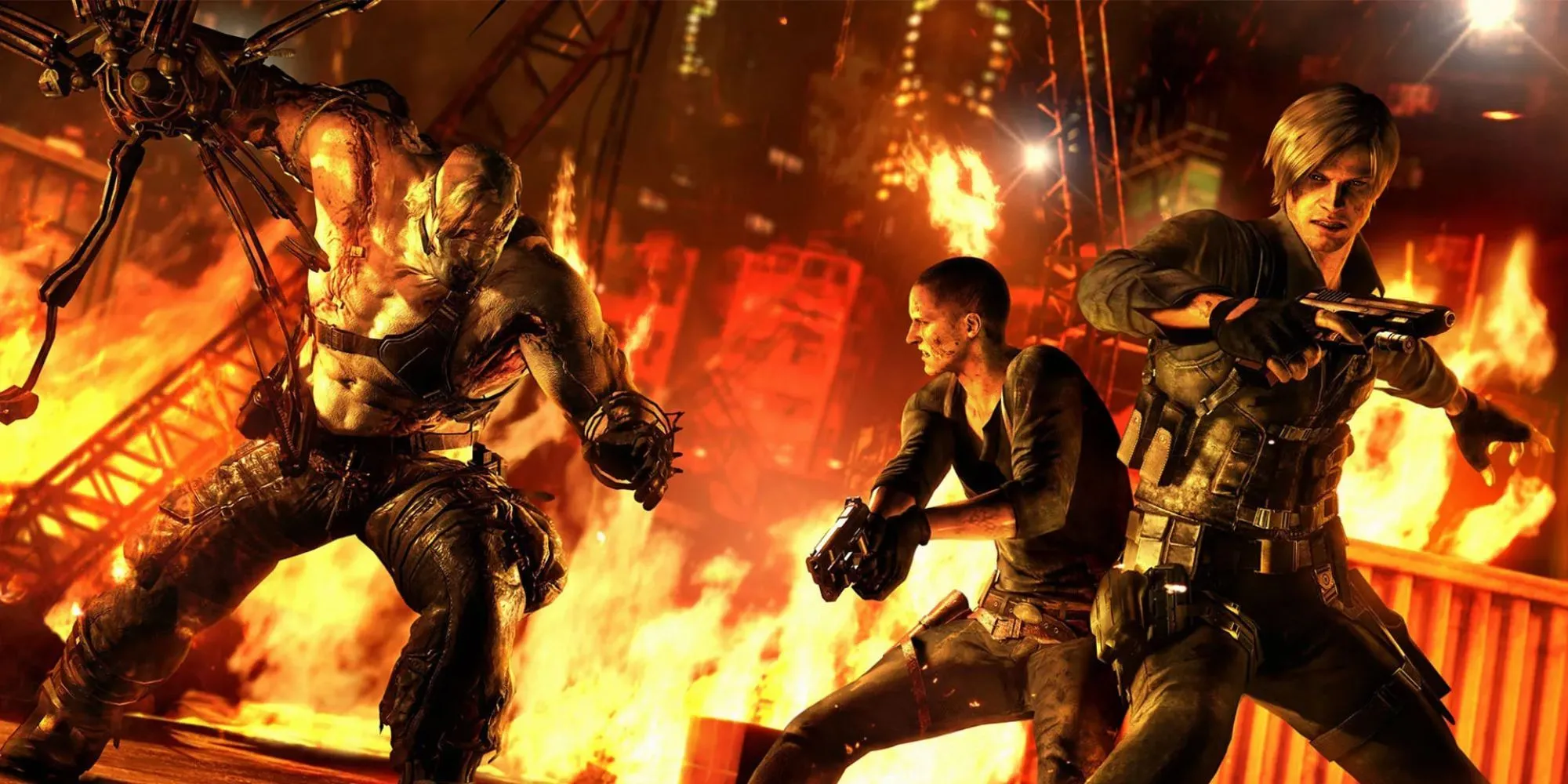 Một cảnh chiến đấu hành động trong Resident Evil 6 với các nhân vật chính
