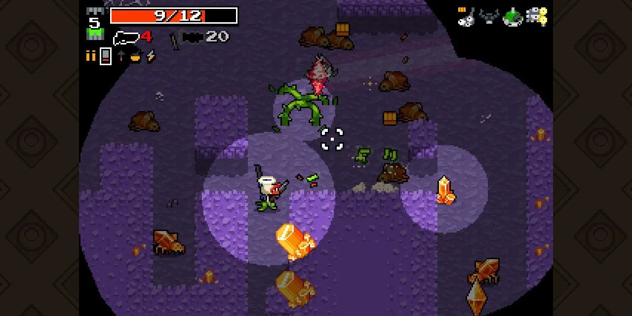 Một khu vực tối tăm trong Nuclear Throne, nơi người chơi phải đối mặt với những thử thách khắc nghiệt sau thảm họa hạt nhân