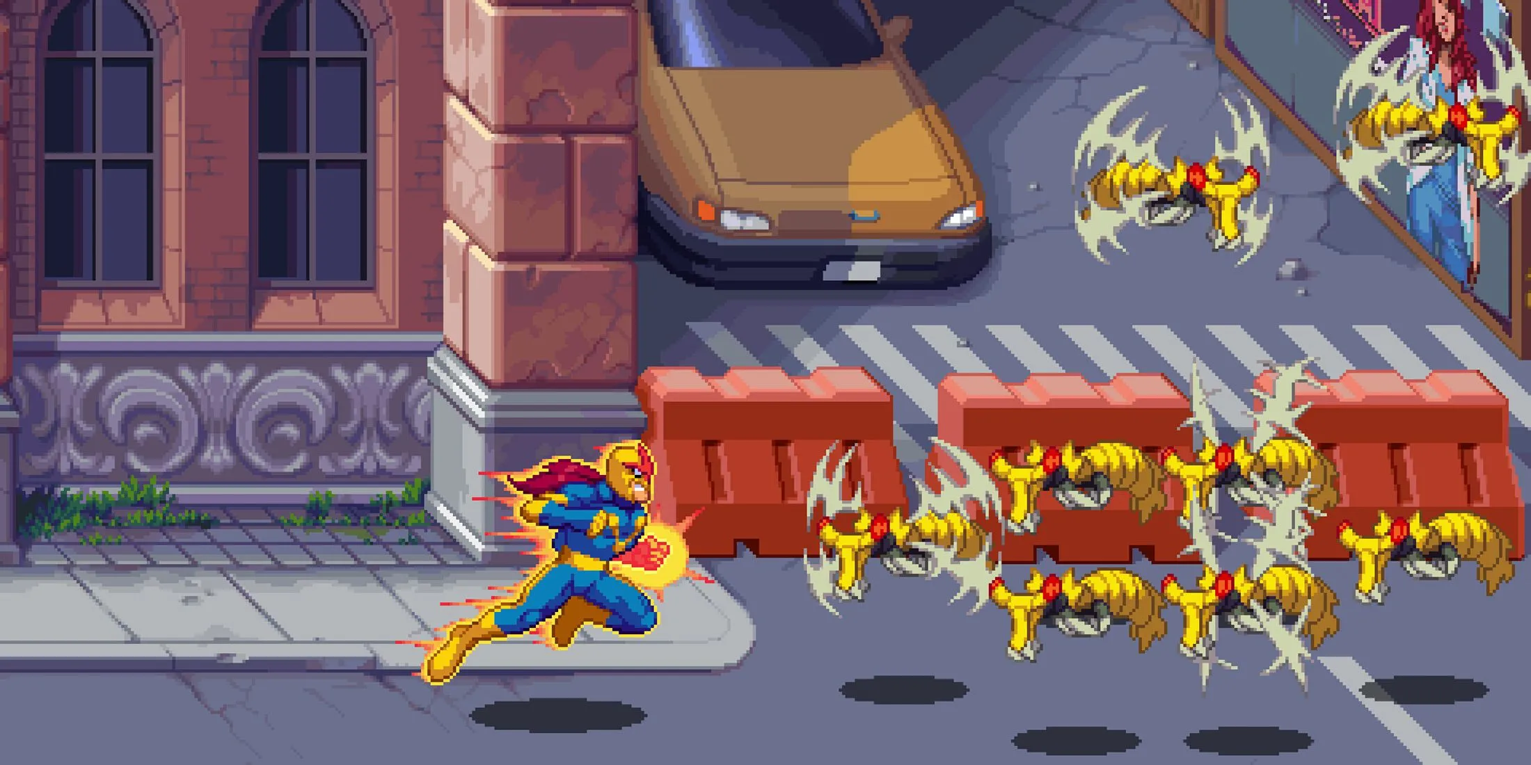 Một khung cảnh màn chơi đầy màu sắc theo phong cách truyện tranh 90s trong Marvel Cosmic Invasion